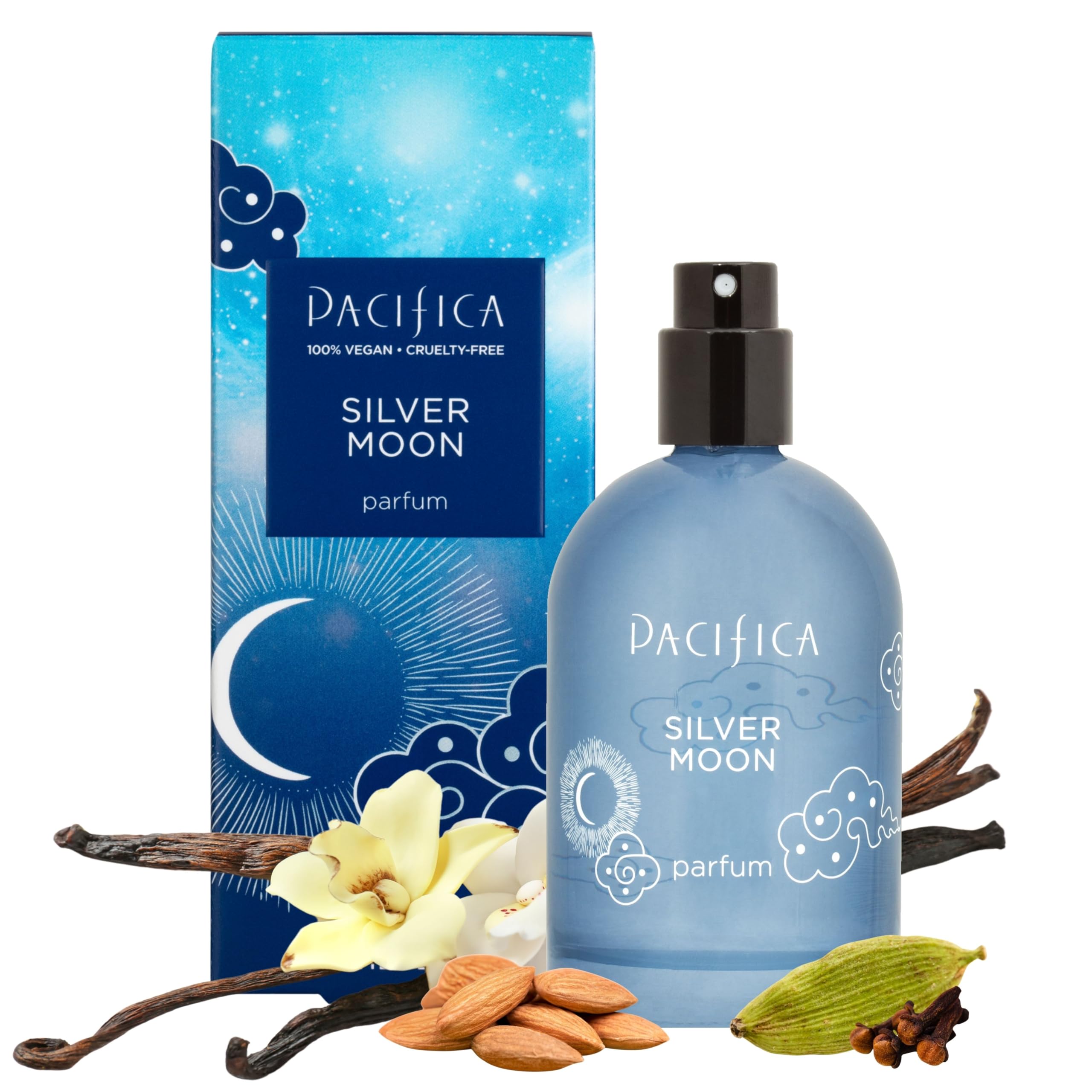 Pacifica Silver Moon Vanilla Almond Spice Warm Gourmand Clean 2 Fl Oz For Women