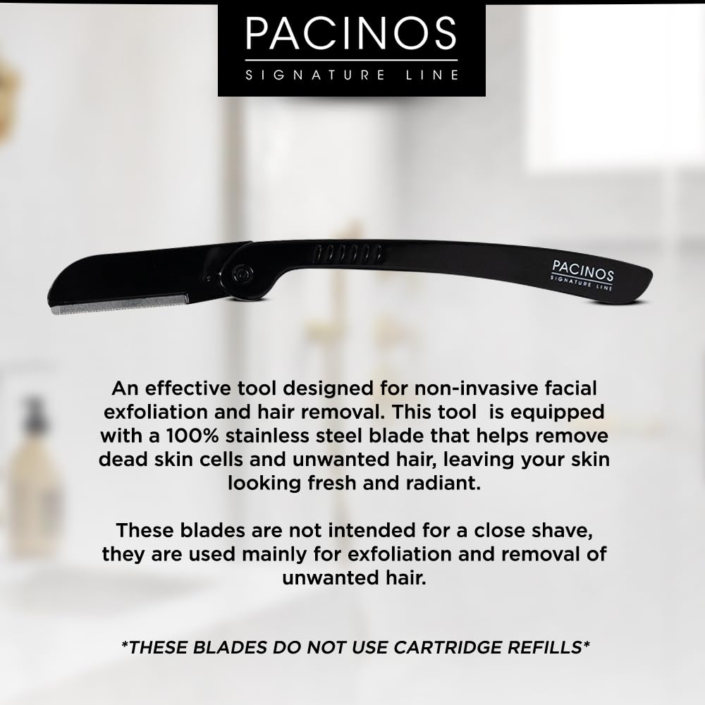 Pacinos Derma Blades Precision Straight Razor Beard Care Exfoliation Tool With - Thumbnail 2