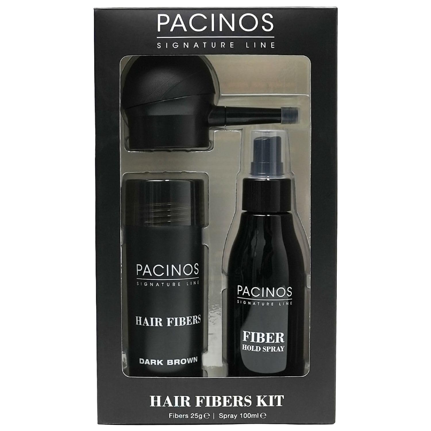Pacinos Hair Fiber Kit Conceal Thinning Hair Instantly With Fiber Hold Dark - Thumbnail 3