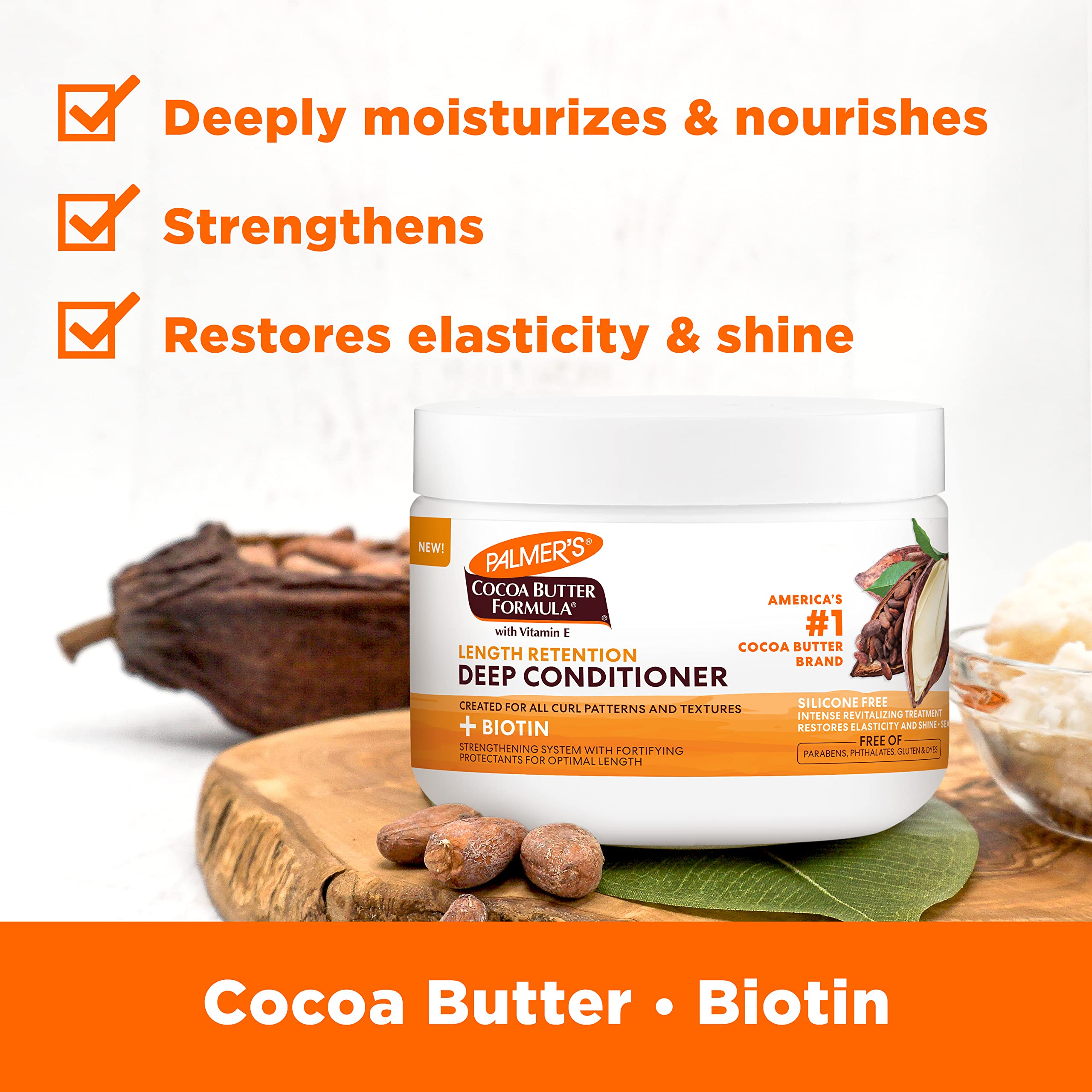 Palmer's Cocoa Butter Biotin Length Retention Deep Conditioner Jar 12 oz - Thumbnail 2