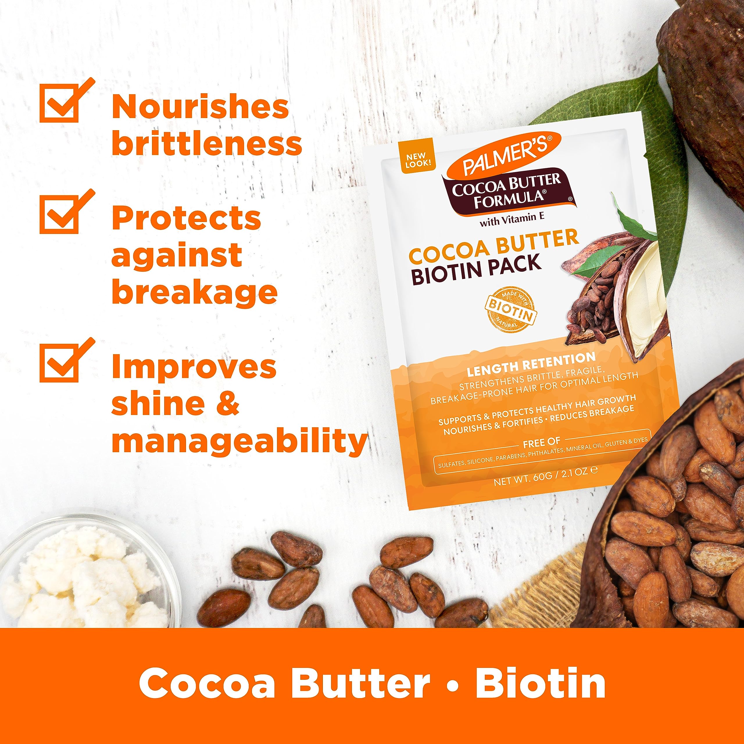 Palmer's Cocoa Butter Biotin Length Retention Biotin Pack 2.1 oz - Thumbnail 2