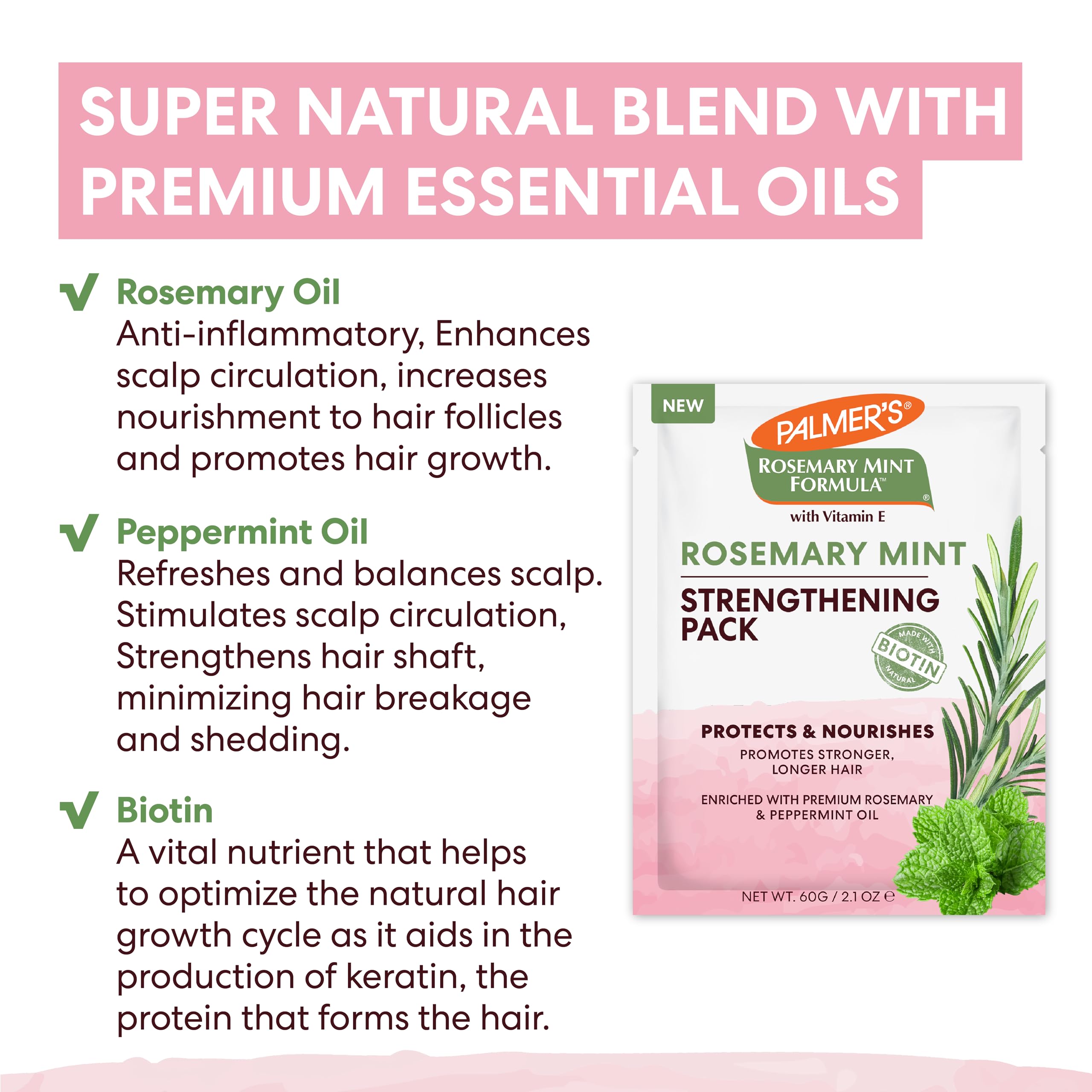 Palmer's Hair Mask Rosemary Mint Strengthening Pack Promotes Stronger Longer - Thumbnail 3