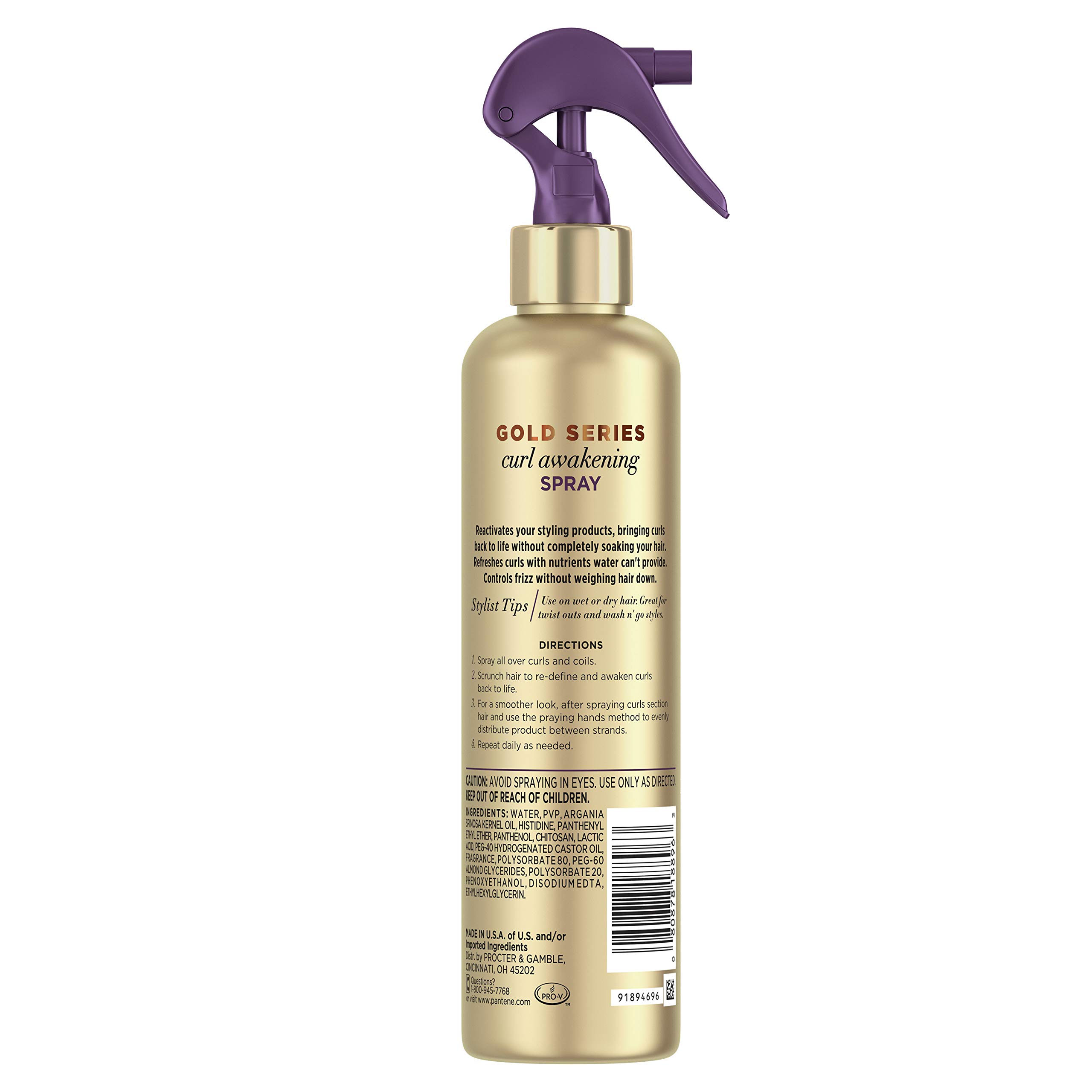 Pantene Gold Series Curl Awakening With Argan Oil for Curly Coily Hair 8.4 Fl Oz - Thumbnail 2