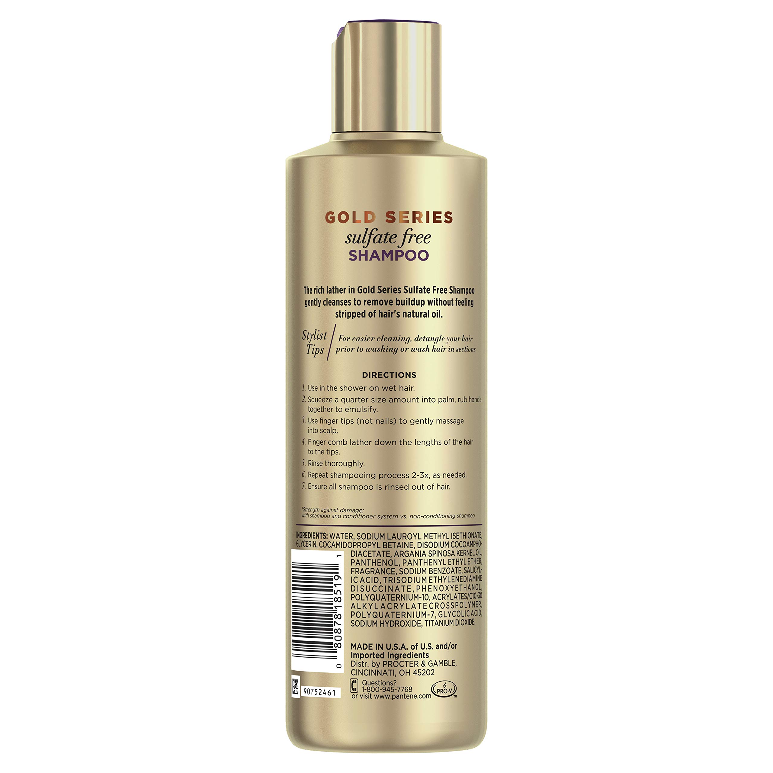 Pantene Gold Series Shampoo Sulfate Free With Argan Oil for Curly Coily Hair - Thumbnail 2