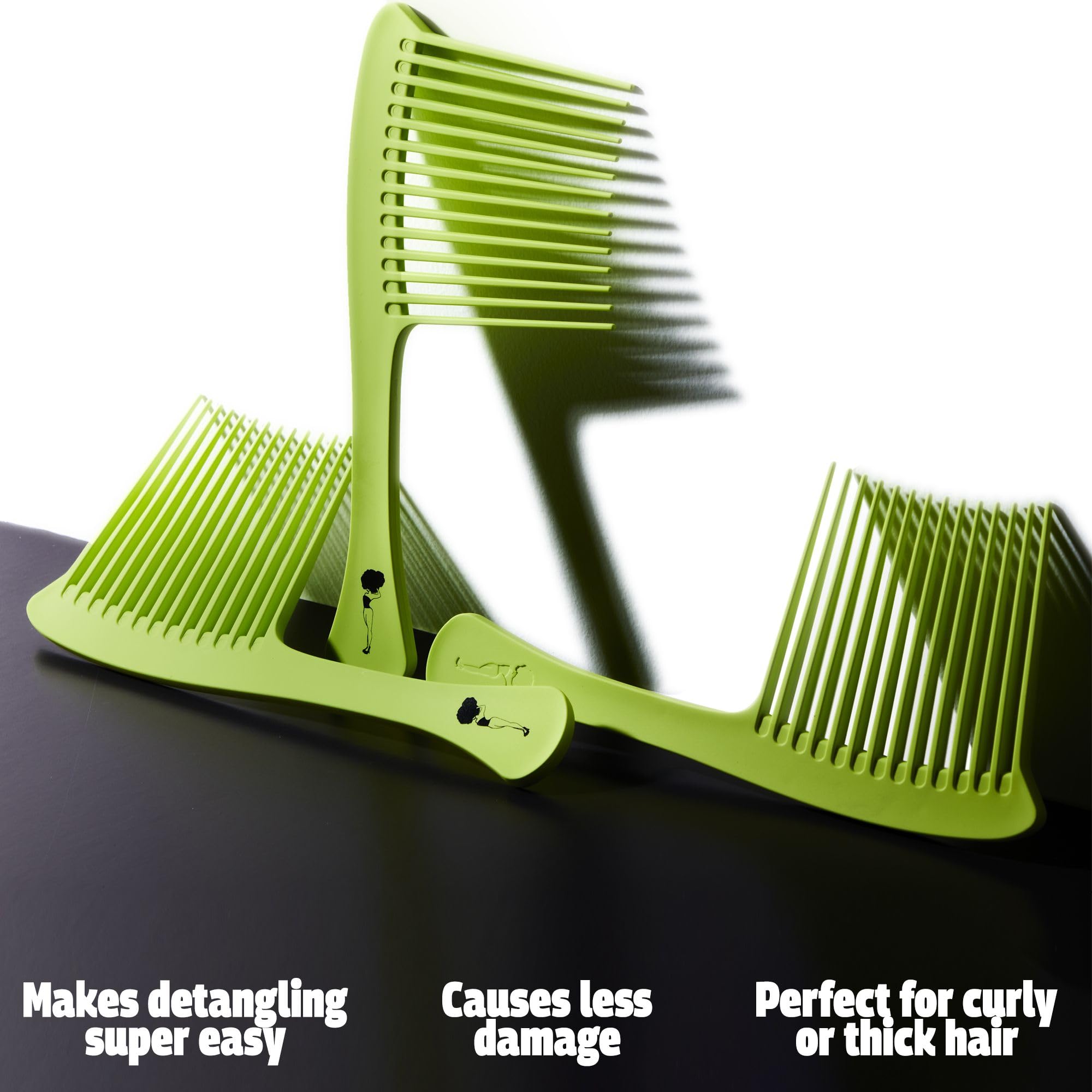 Pardon My Fro Wide Tooth Comb Effortlessly Detangles Curly Hair Smooth Coated - Thumbnail 3