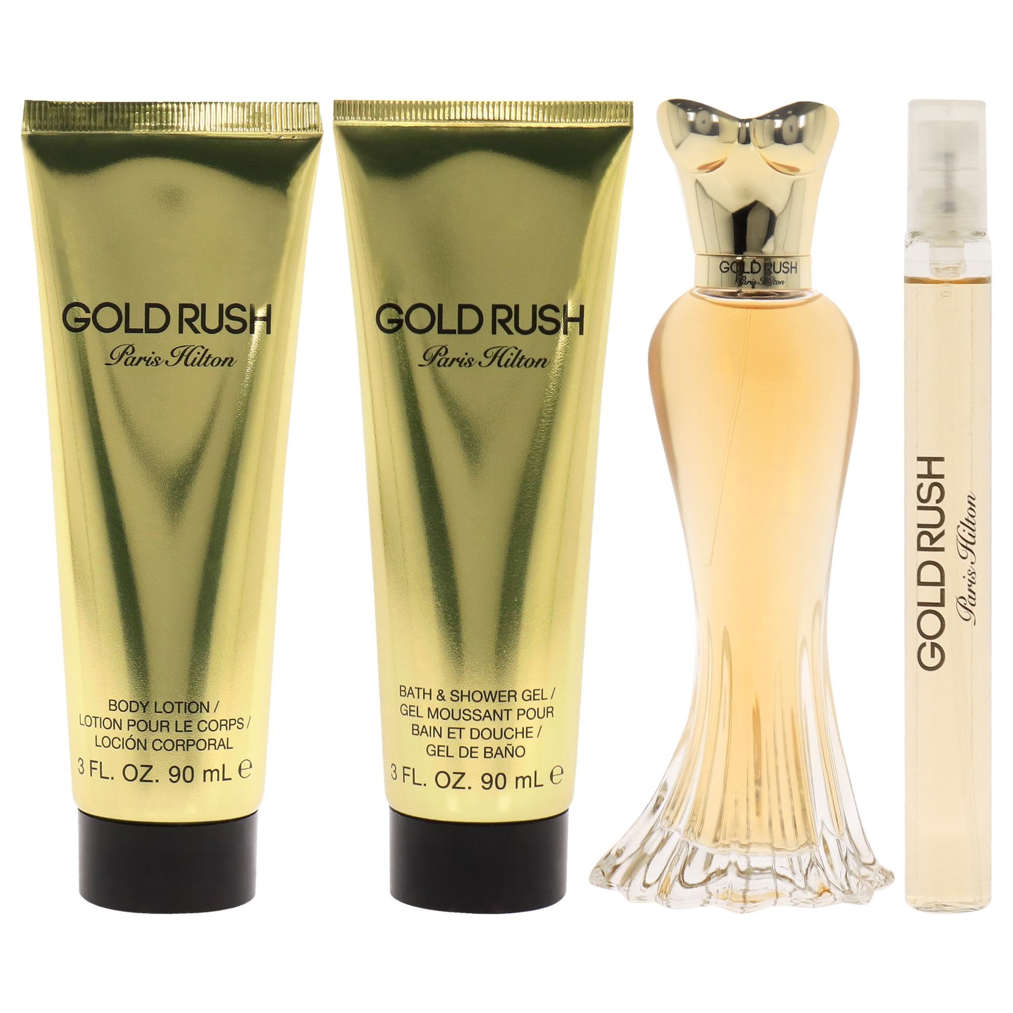 Paris Hilton Gold Rush 4 Pc Body Lotion Shower Gel For Women EDP 3.4 oz (Set) - Thumbnail 2