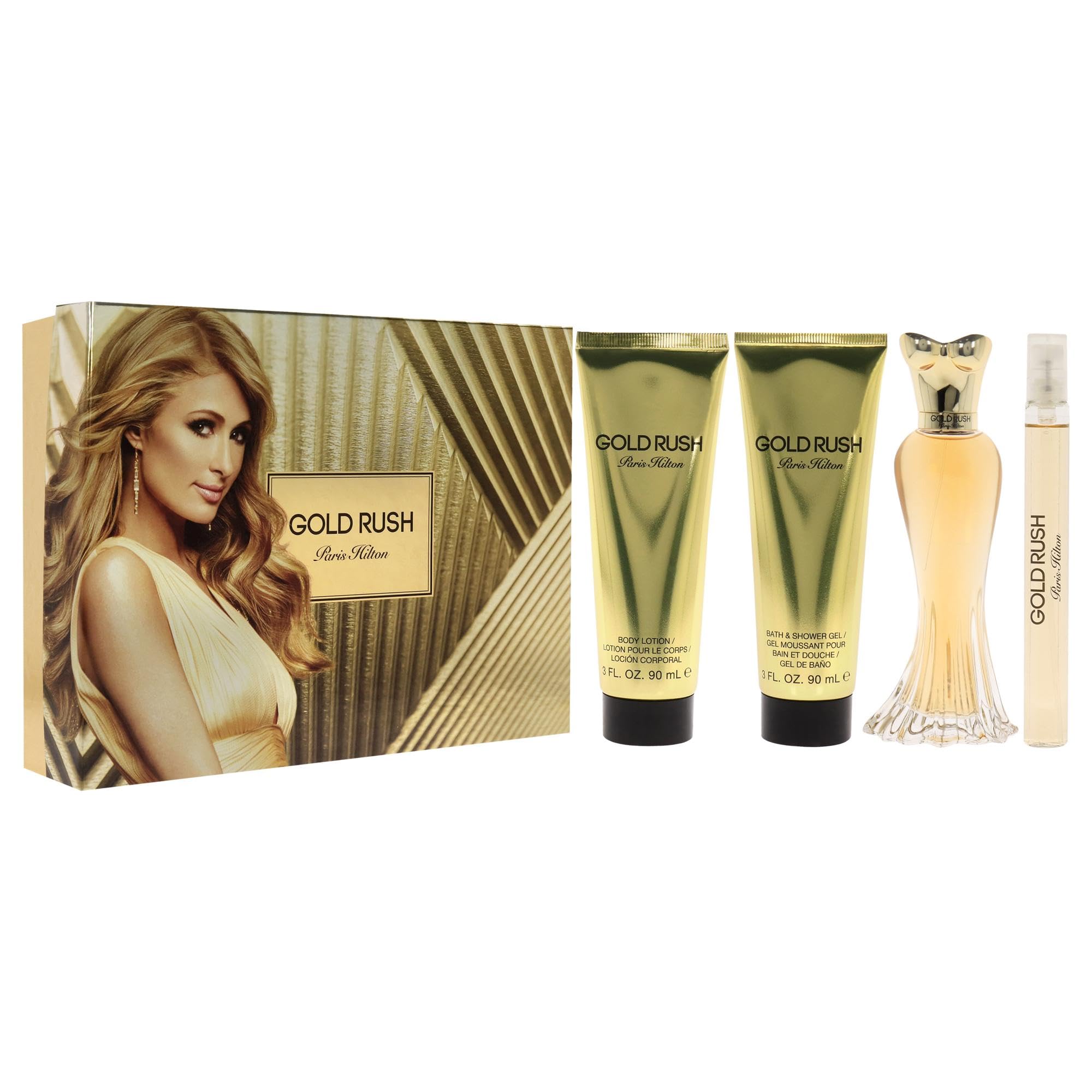 Paris Hilton Gold Rush 4 Pc Body Lotion Shower Gel For Women EDP 3.4 oz (Set) - Thumbnail 3