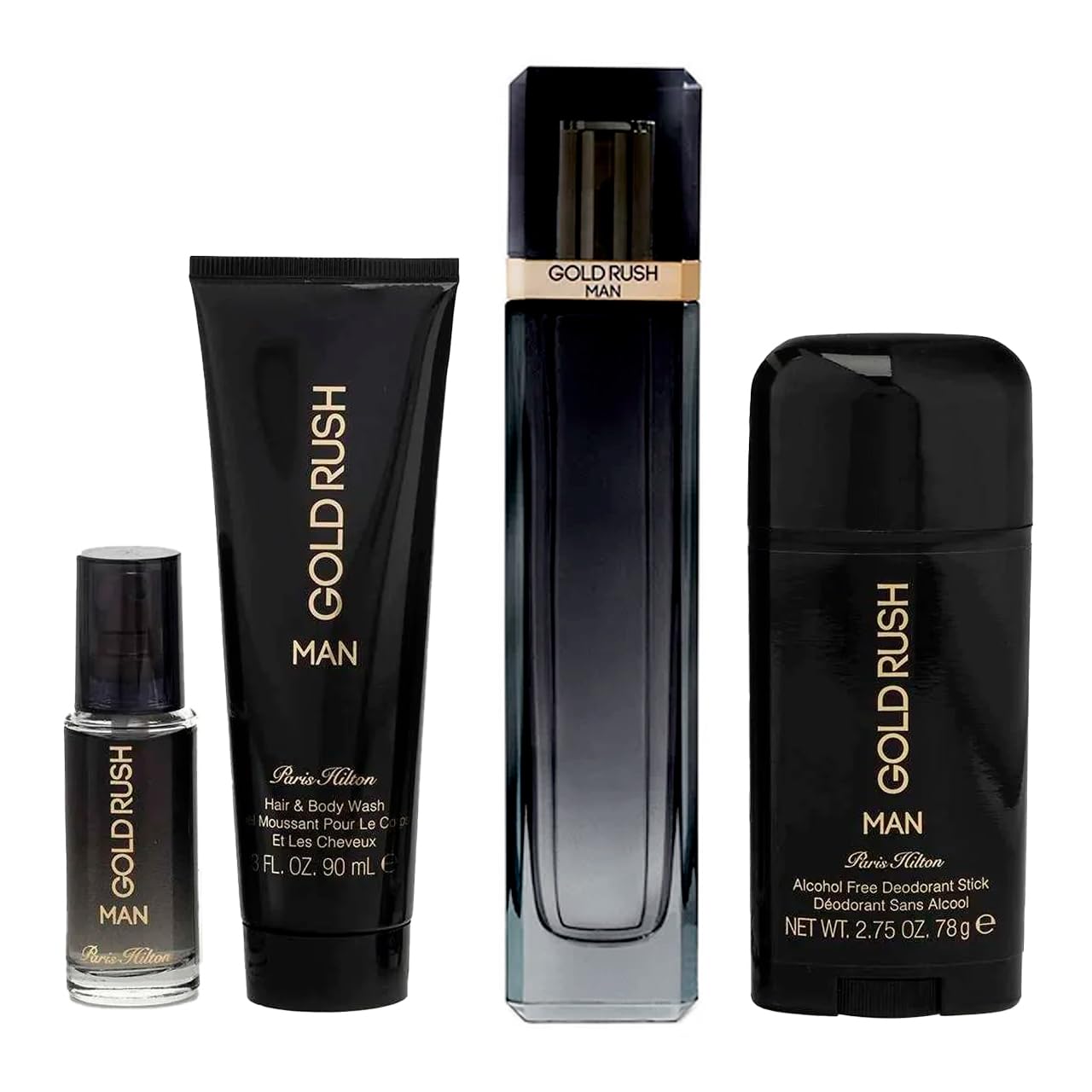 [Set] Gold Paris Hilton Gold Rush Man Men Hair Body Wash Alcohol Free Deodorant Stick - Thumbnail 2