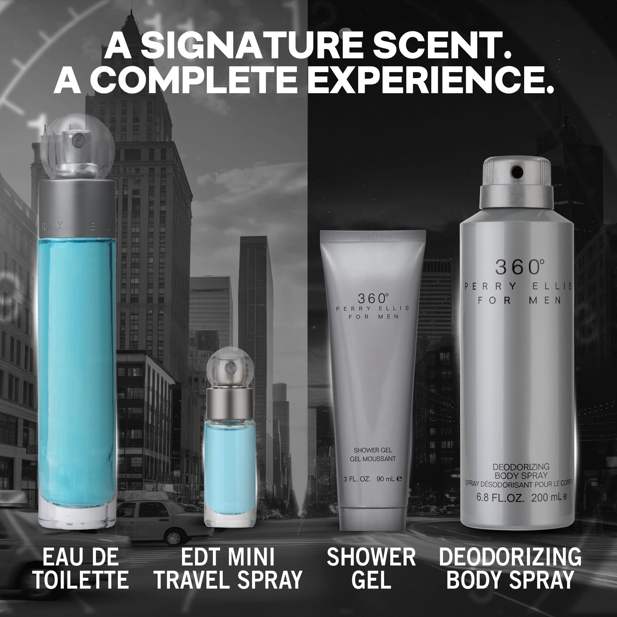 [Set] 360 By Perry Ellis 4 Pc Deodorizing Body Shower Gel For Men EDT 3.4 oz - Thumbnail 3