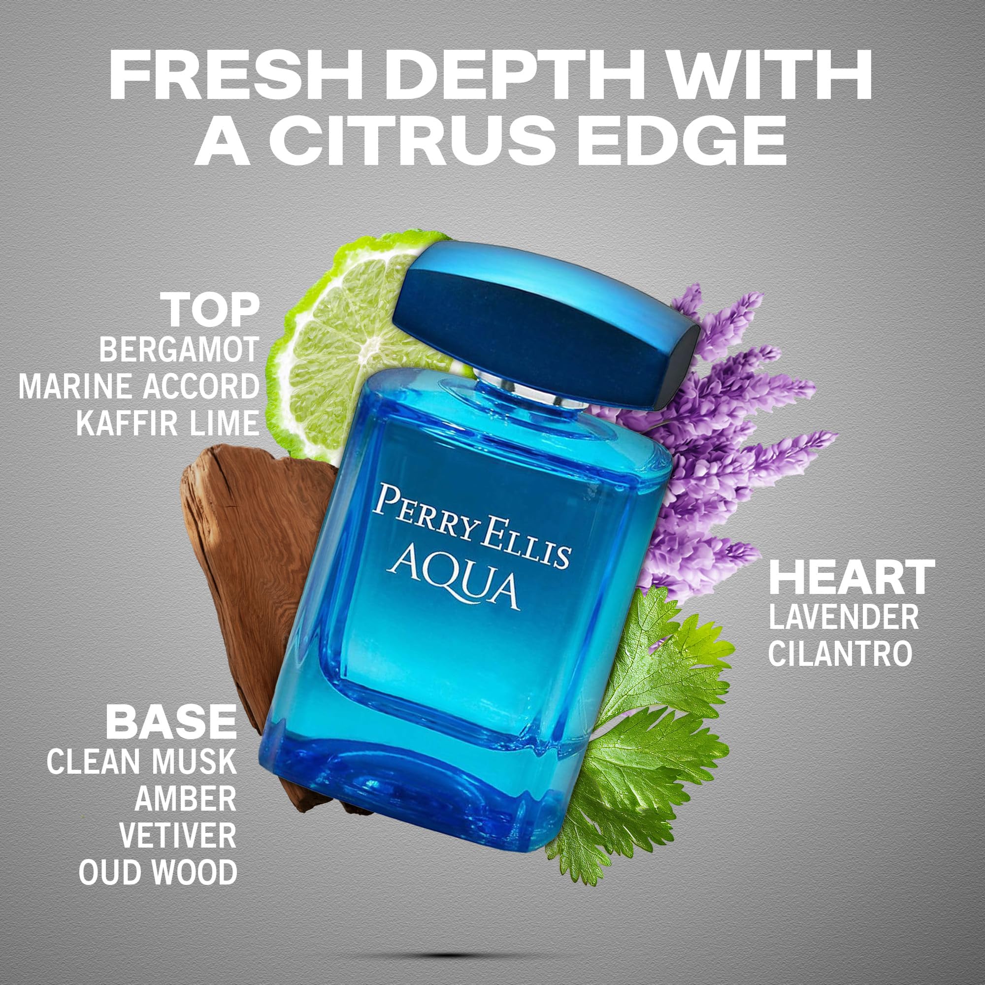 Perry Ellis Aqua Cologne With Notes of Bergamot Wood Notes Musk 3.4 Fl Oz For - Thumbnail 2