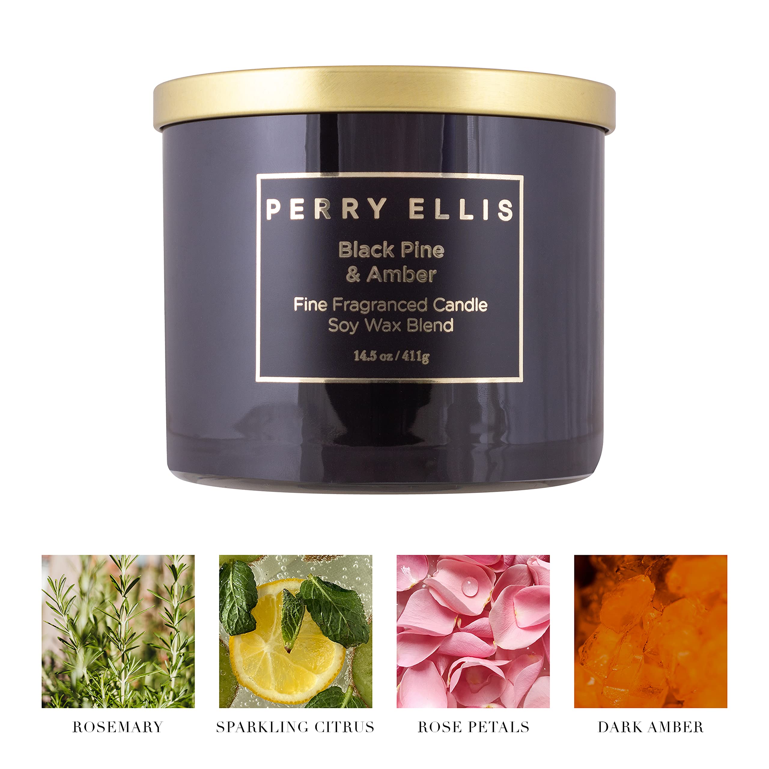 [Candles] Perry Ellis Black Pine and Amber 14.5 Candle Usa 1pcs Bybox - Thumbnail 2