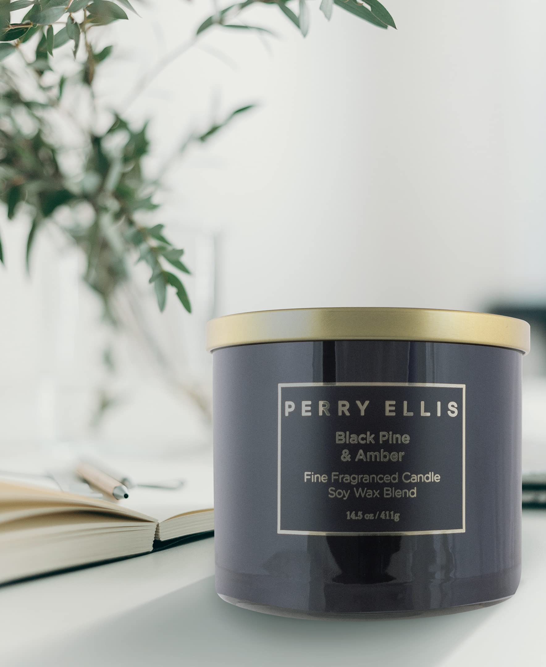 [Candles] Perry Ellis Black Pine and Amber 14.5 Candle Usa 1pcs Bybox - Thumbnail 3