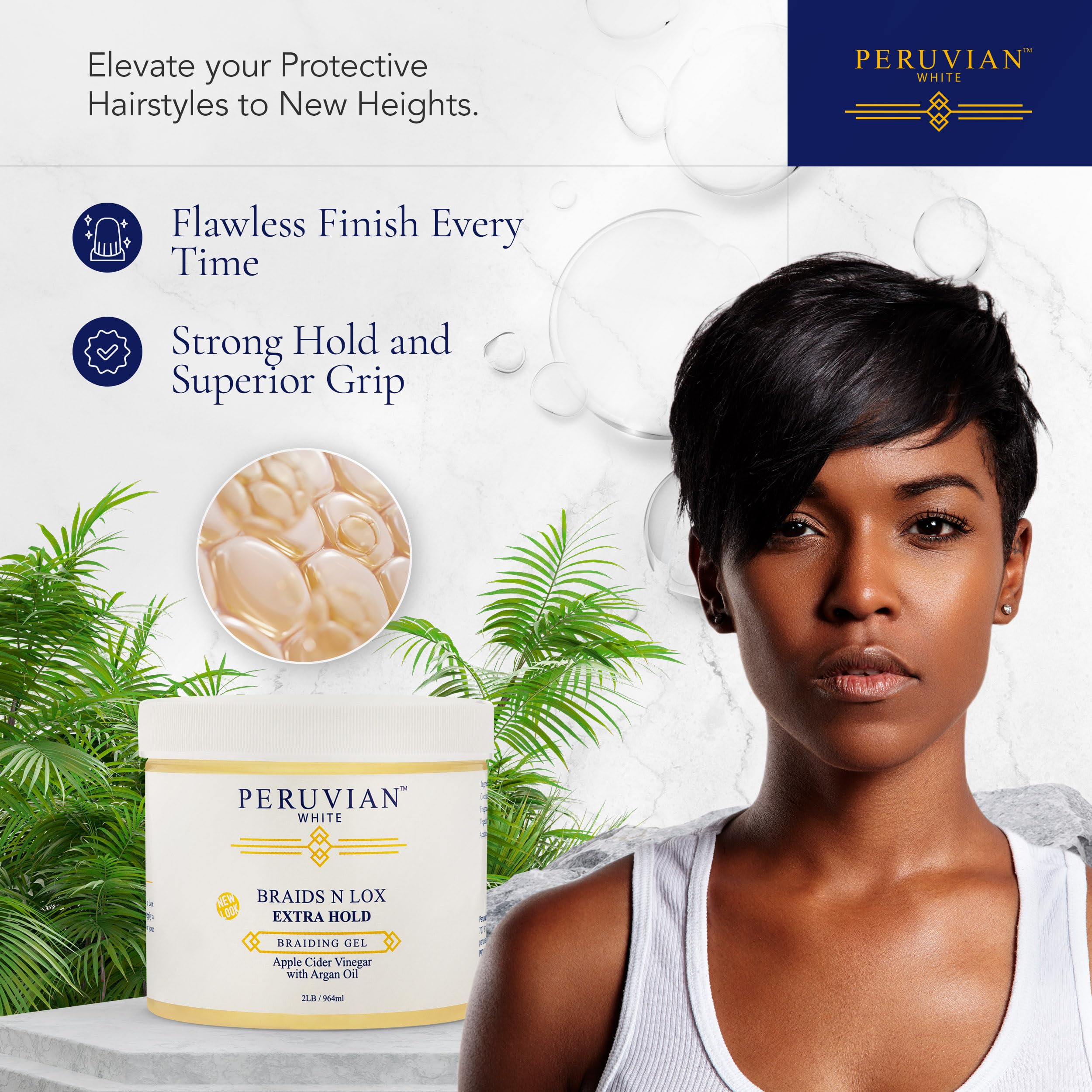 Peruvian White Braids N Lox Professional Braiding Gel Strong Hold and Superior - Thumbnail 2