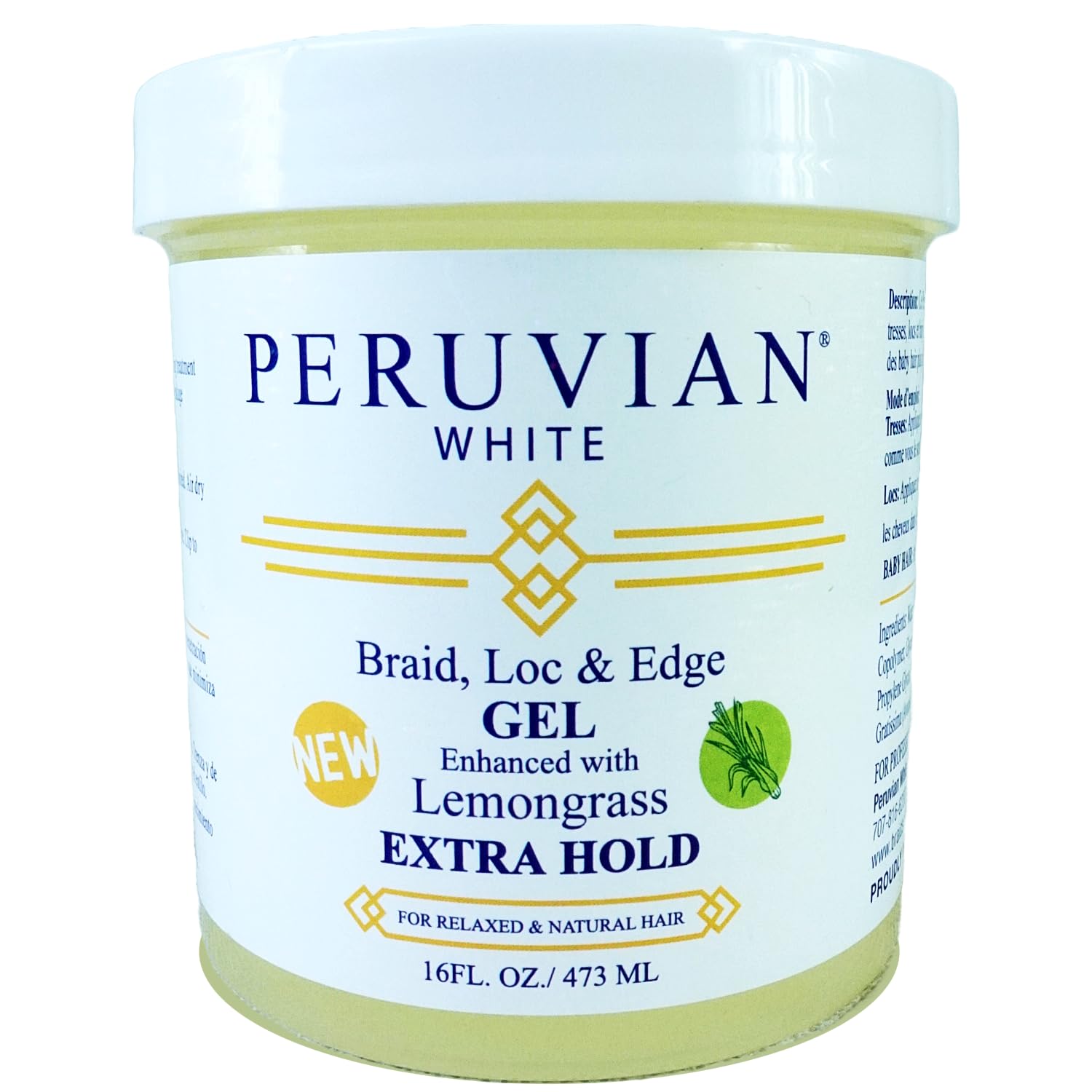 Peruvian White Braid Lemon Grass Loc and Edge Gel 8 oz - Thumbnail 2