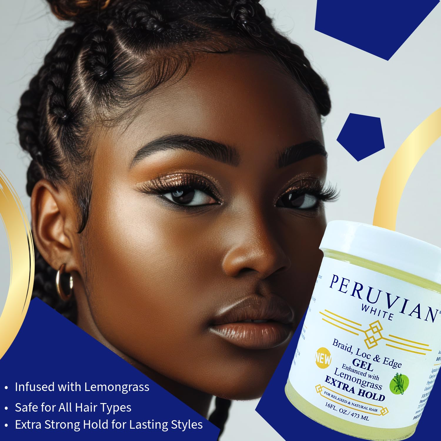 Peruvian White Braid Lemon Grass Loc and Edge Gel 8 oz - Thumbnail 3