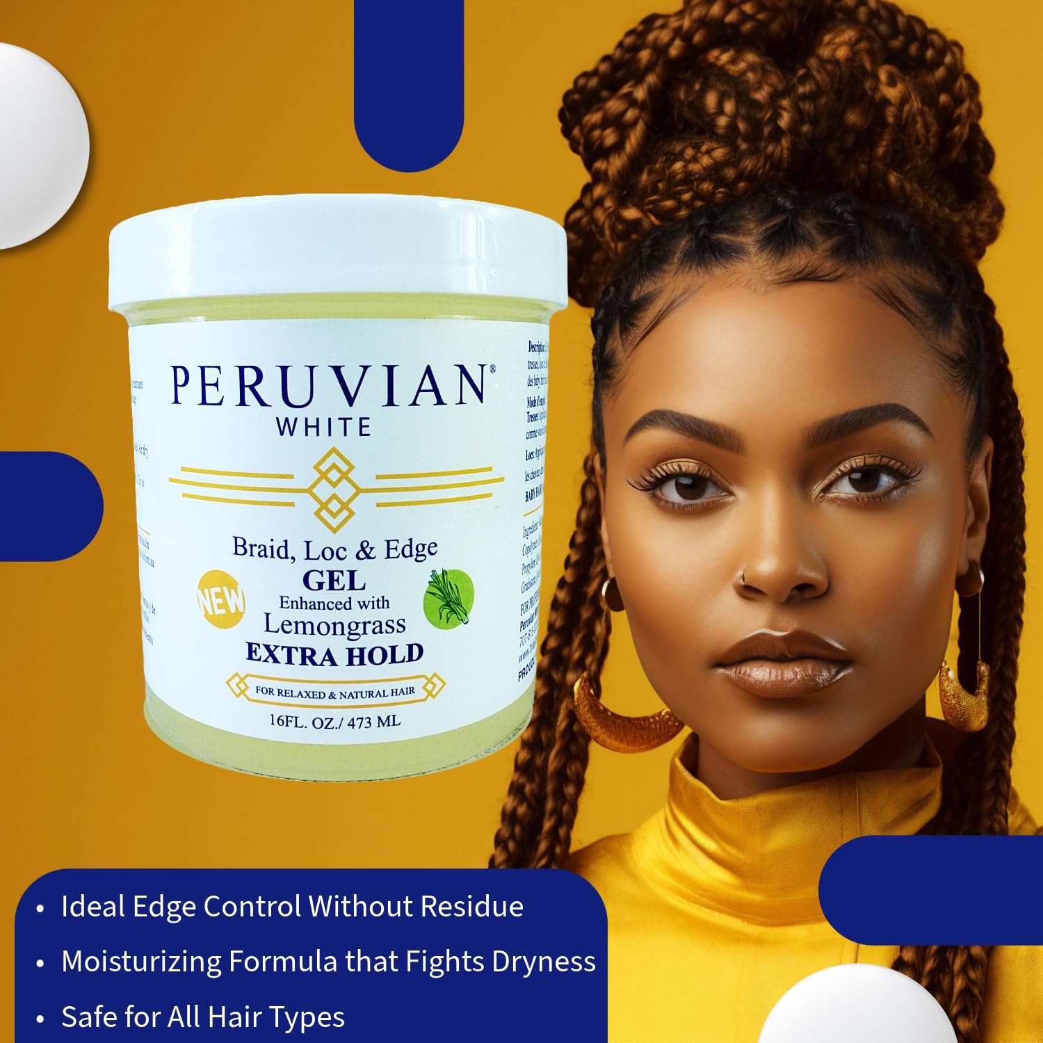 Peruvian White Braids N Lox Braid Loc Edge Braiding Gel Extra Hold for Relaxed - Thumbnail 3