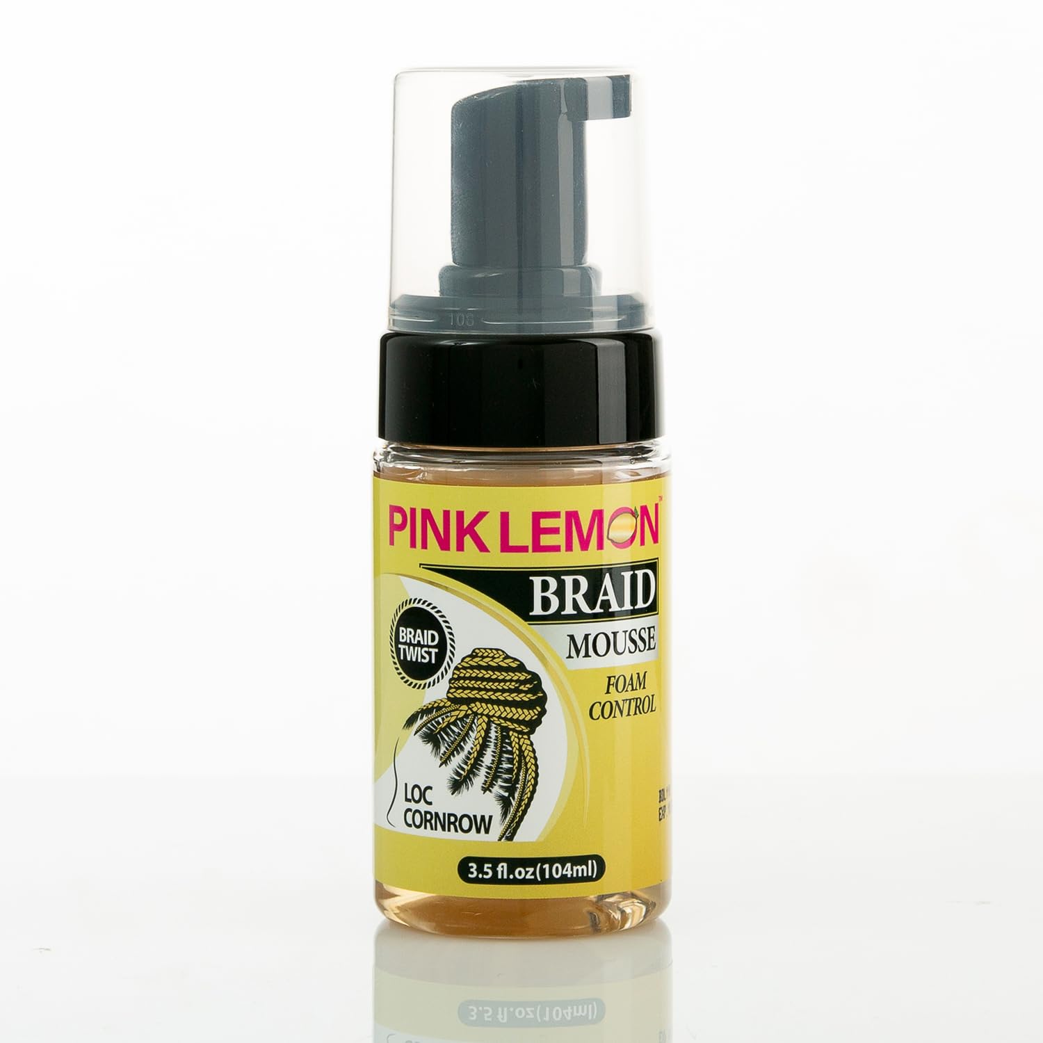Pink Lemon Braid Mousse Foam Control for Loc and Cornrow Styling 3.5 Fl Oz