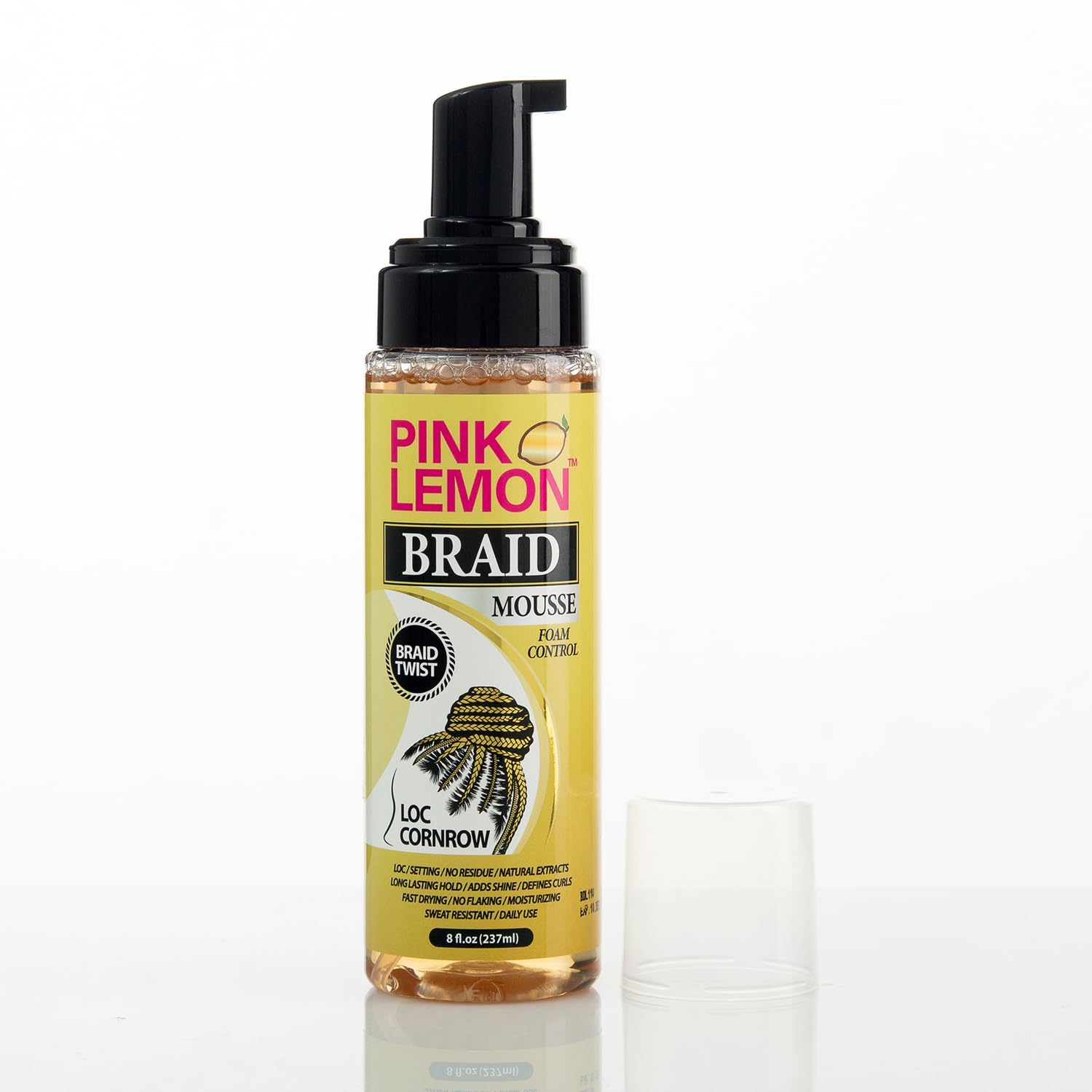 Pink Lemon Braid Mousse Foam Control for Loc and Cornrow Styling 8 Fl Oz - Thumbnail 2