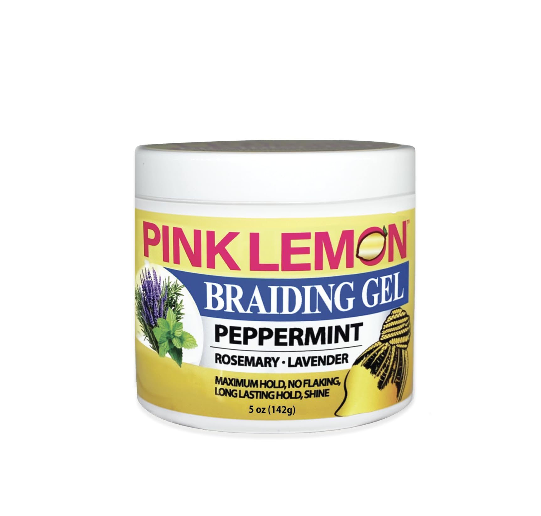 Pink Lemon Braiding Gel Peppermint Maximum Hold No Flaking Hold High Shine. for
