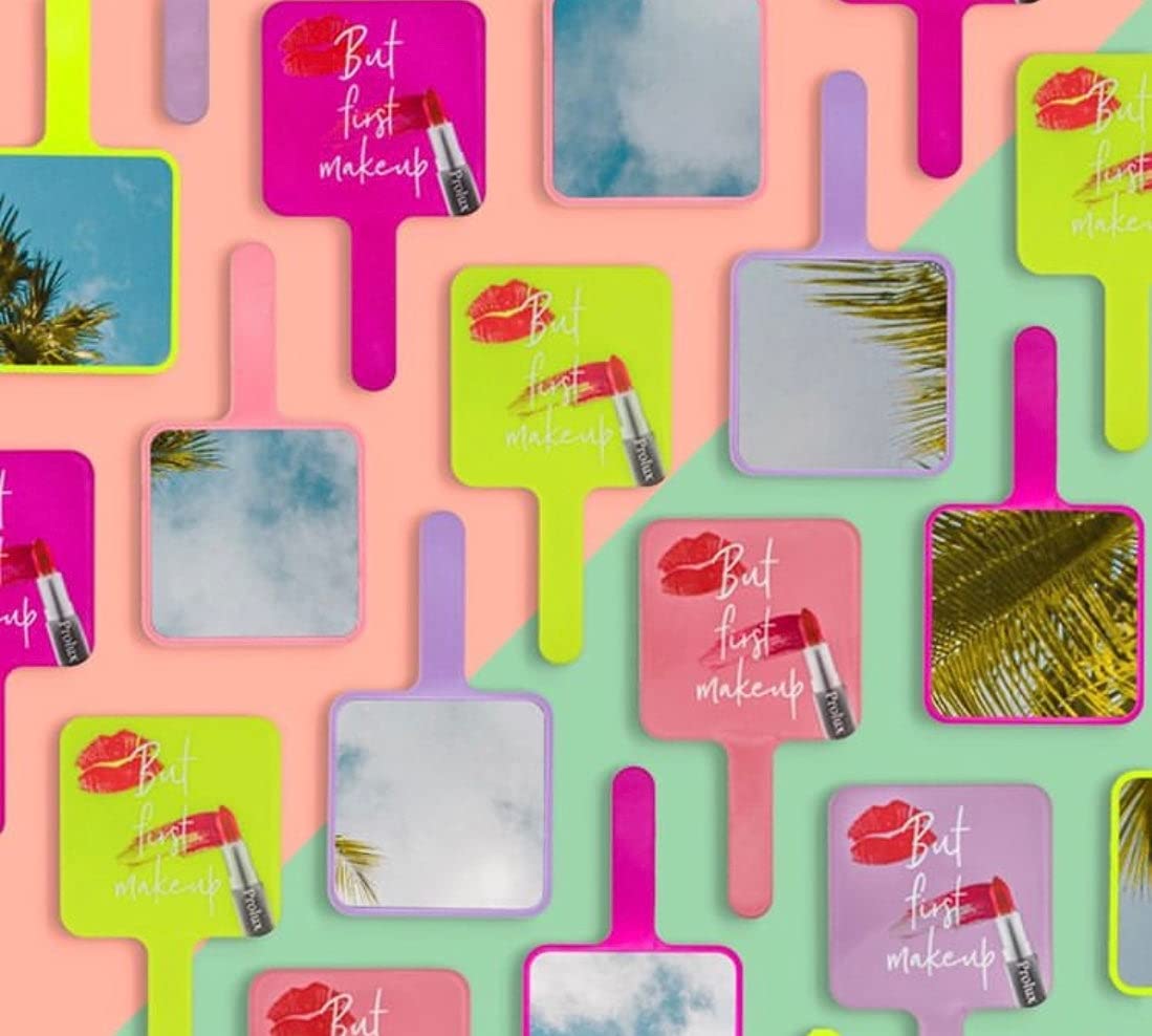 (12-pack) Prolux Hand Mirror But First Makeup Assorted - Thumbnail 2