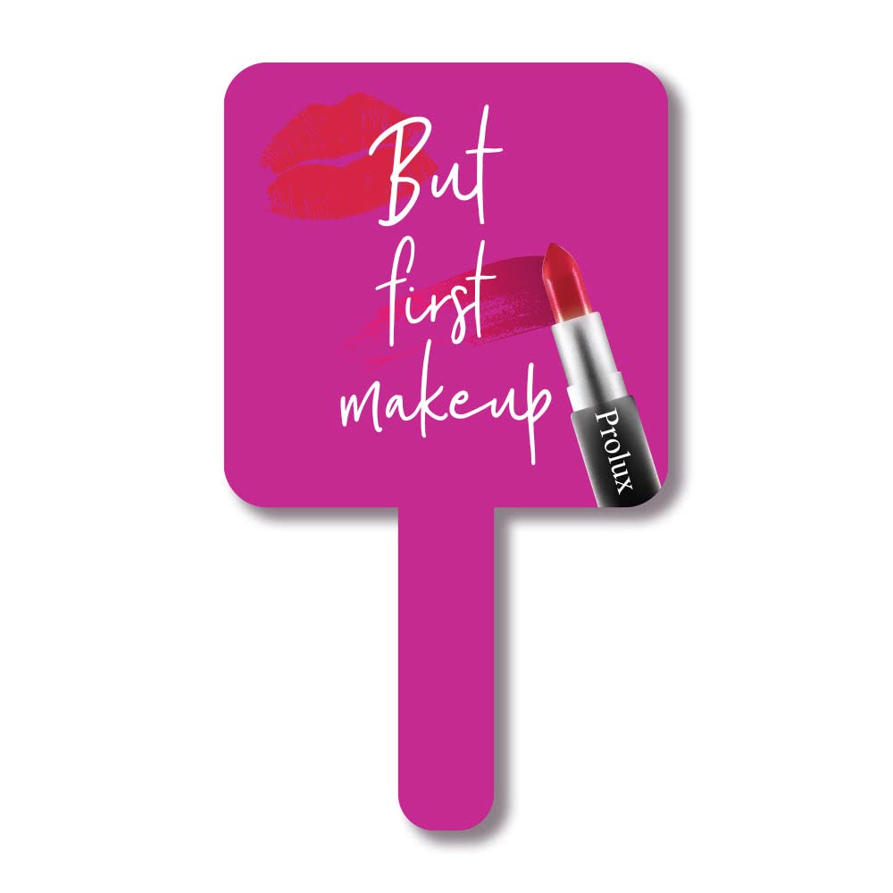 (12-pack) Prolux Hand Mirror But First Makeup Assorted - Thumbnail 3