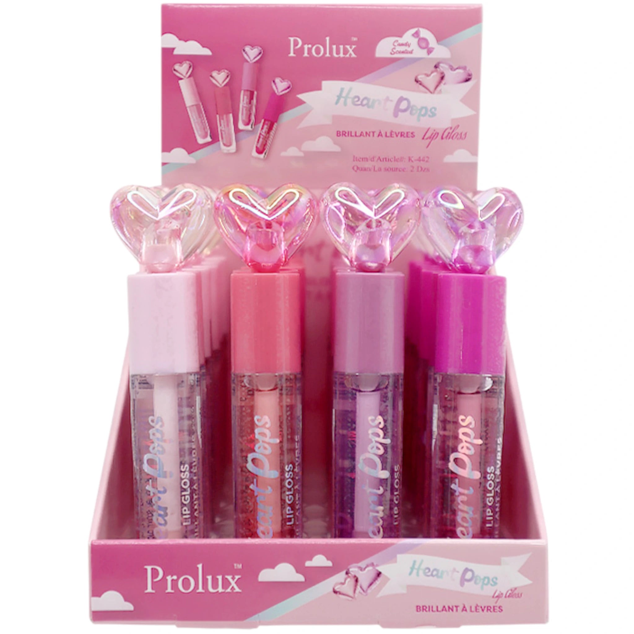 (24-pack) Prolux Heart Pops Lip Gloss