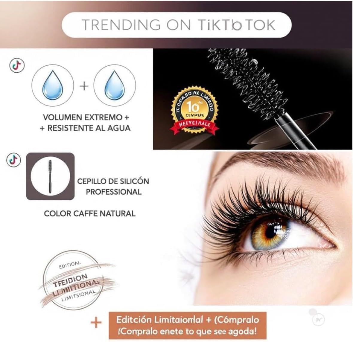 (10-pack) Waterproof Brown Mascara by Prosa (Silicone Brush) - Thumbnail 3