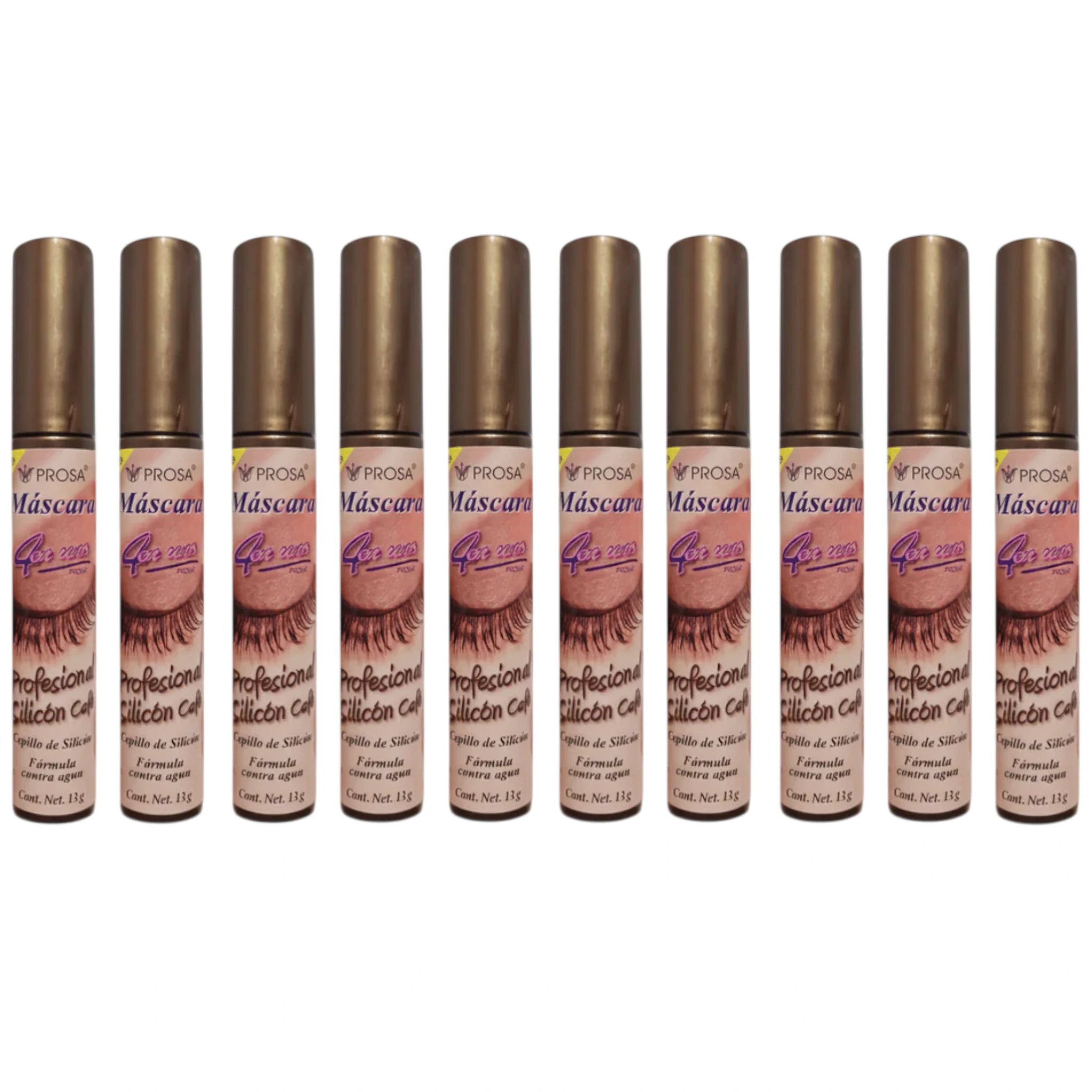 (10-pack) Waterproof Brown Mascara by Prosa (Silicone Brush)