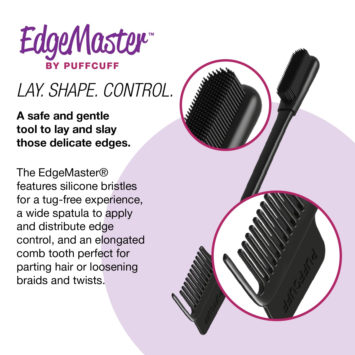 Puffcuff Laaayed™ Edgemaster Soft Silicone Bristle | Edge Brush for Black - Thumbnail 3