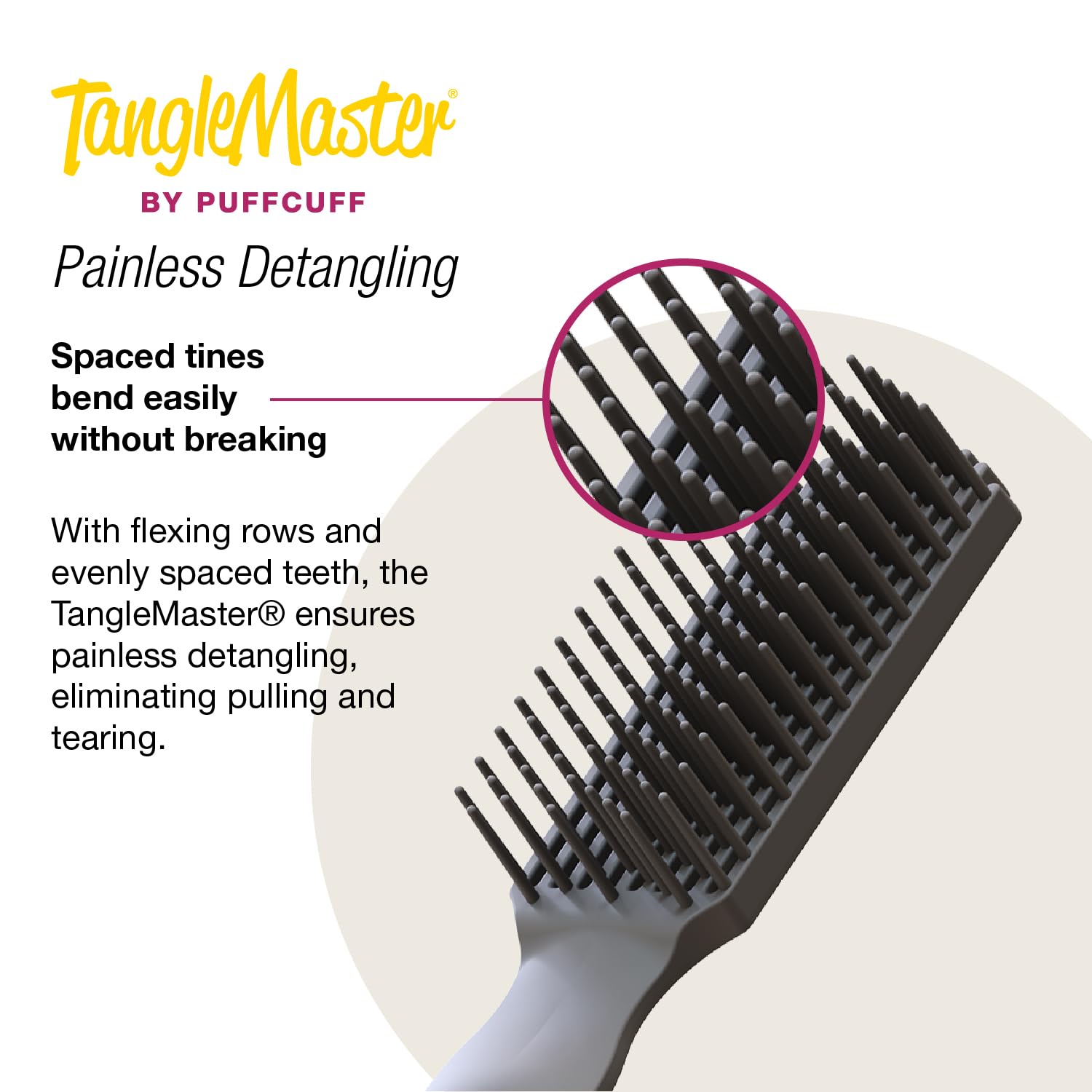 Puffcuff Tanglemaster | Detangling Hair Brush for Curly Hair | Painless Damage - Thumbnail 3