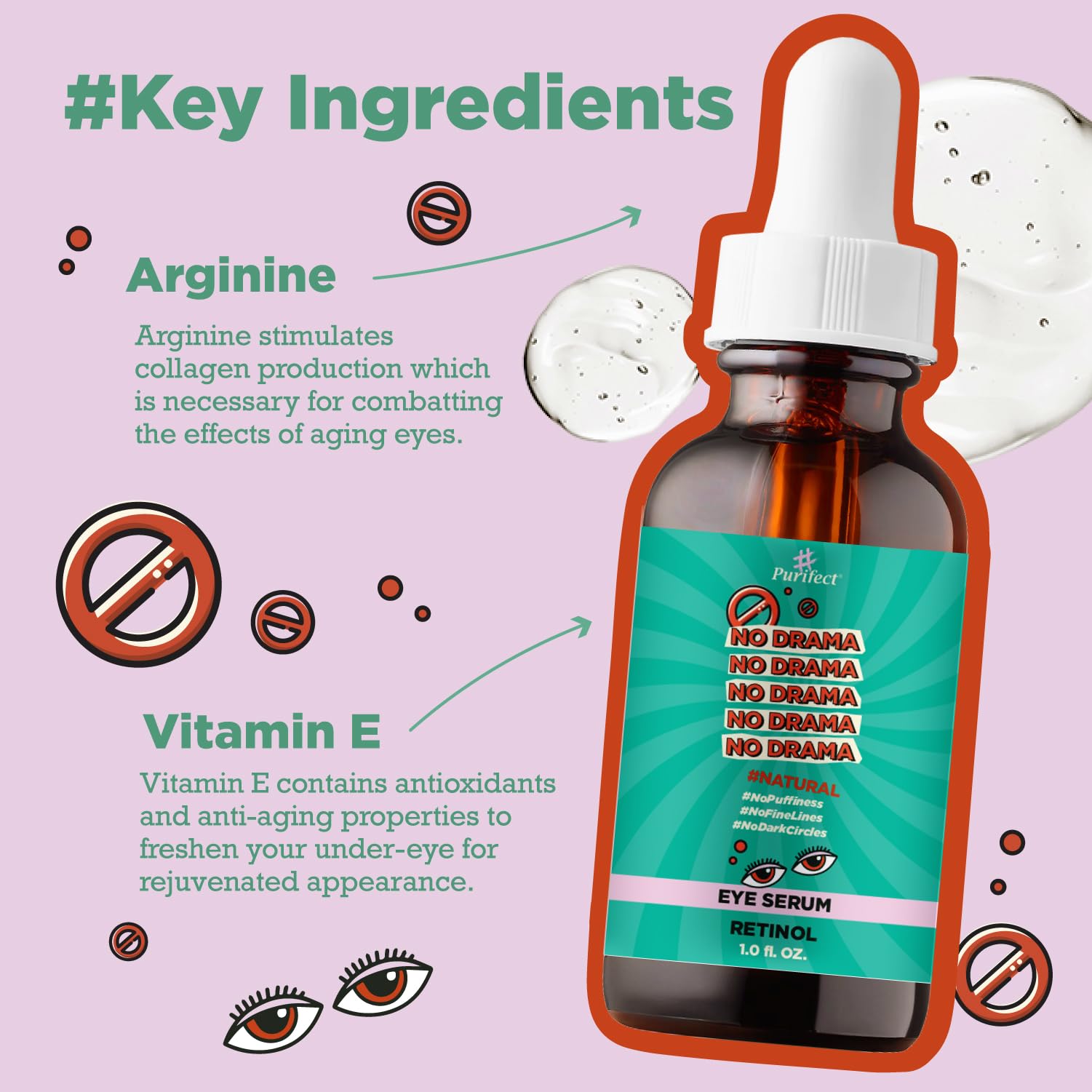 Purifect Natural Retinol Eye Serum Dark Circles Under Eye Treatment for - Thumbnail 3