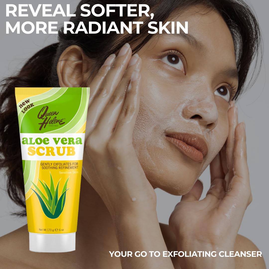 Queen Helene Aloe Vera Facial Scrub Soothing Exfoliating Cleanser for Fresh