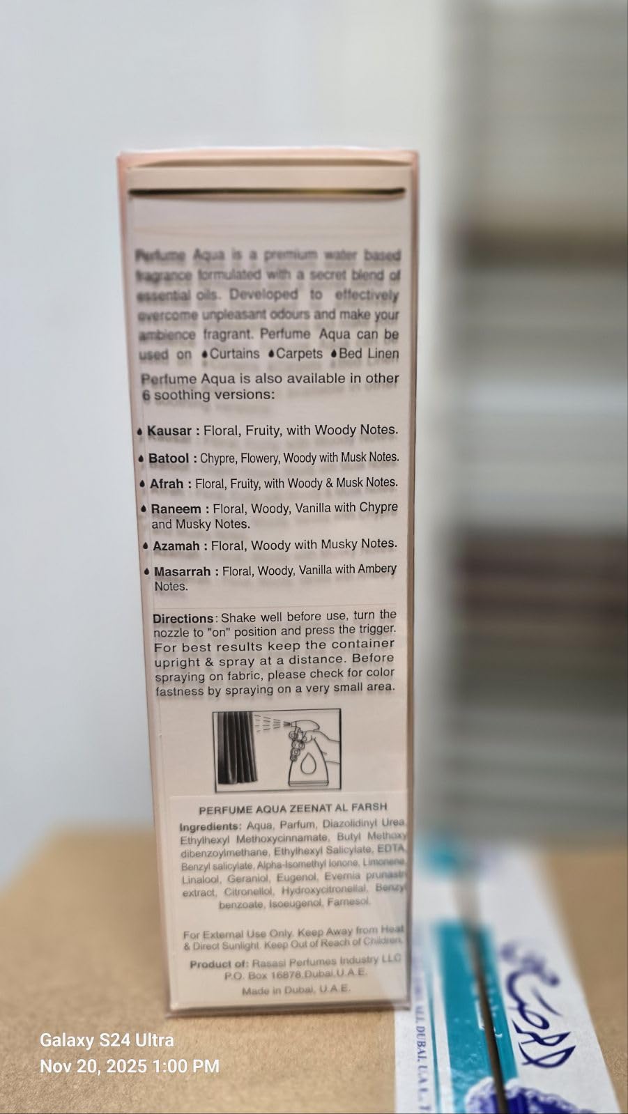 Rasasi Aqua Zeenath Al Farsh Water Based Air Freshener Floral Green Fruity - Thumbnail 3