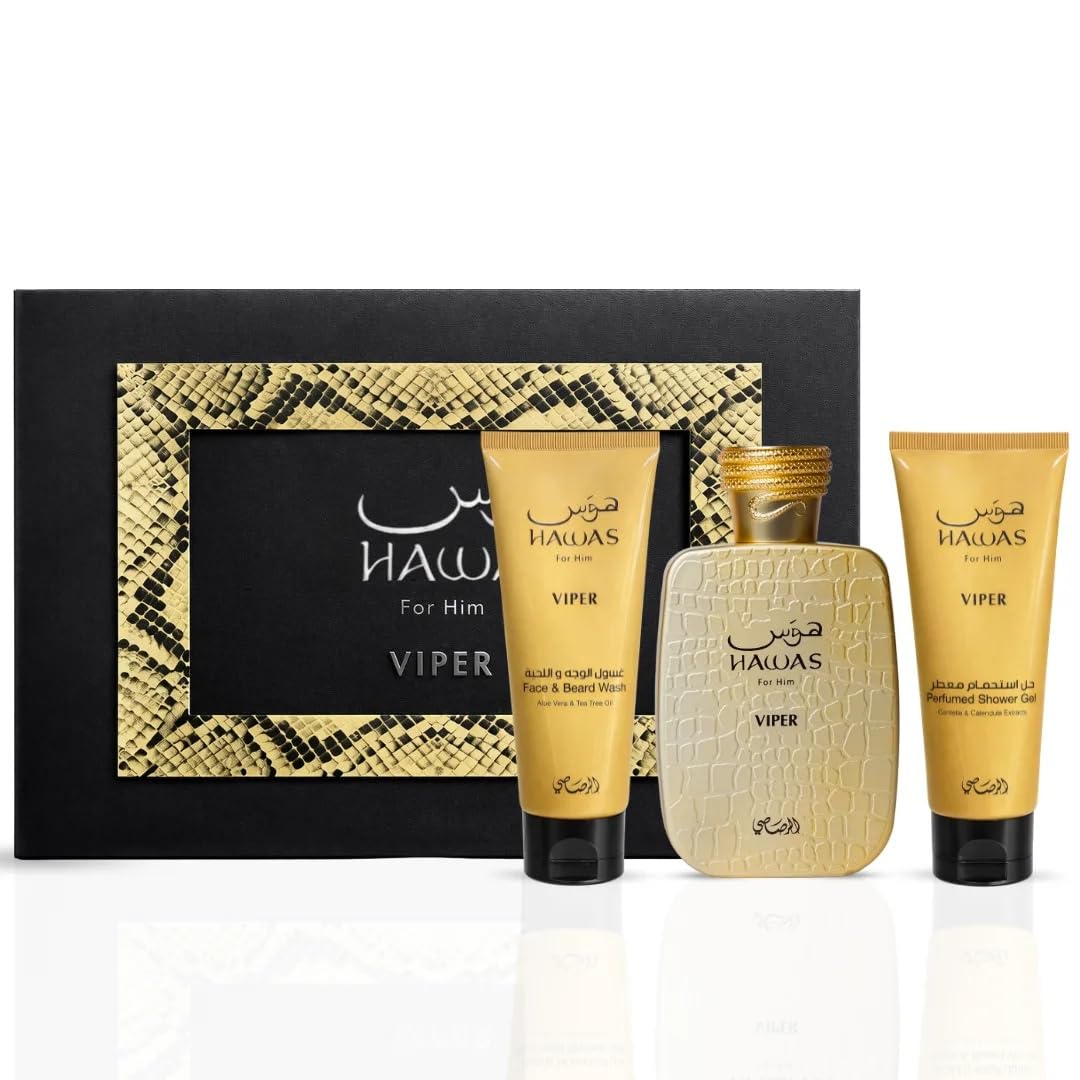 RASASI HAWAS VIPER(M)(H/B)3PC SET(3.38oz edp sp,3.38oz Face & Beard Wash,3.38oz Shower Gel)
