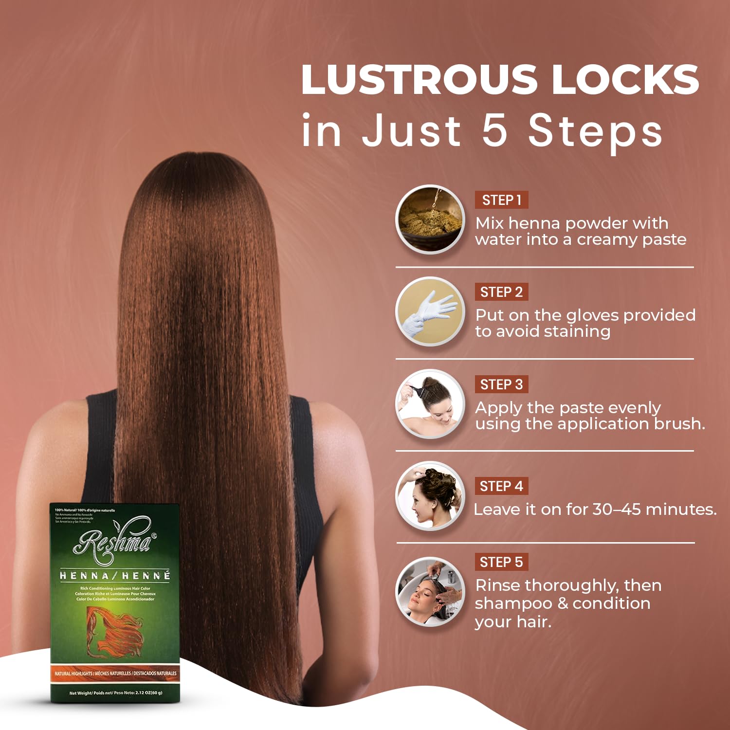 30 Minute Henna Hair Dye Soft Shiny Hair Henna Hair Color Dye 100% Gray - Thumbnail 3