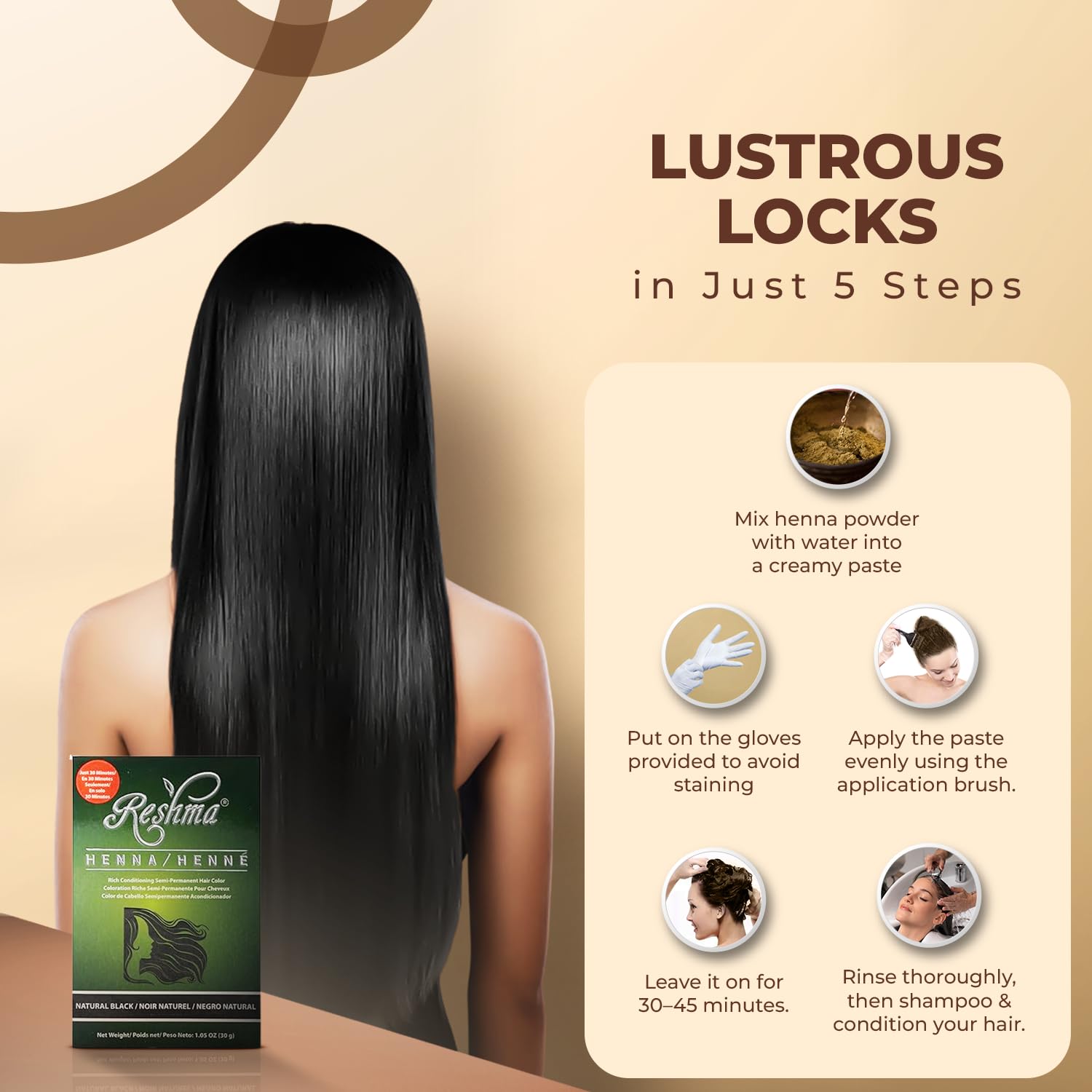 Reshma Beauty 30 Minute Henna Hair Color Infused With Plant Based Lawsonia - Thumbnail 3