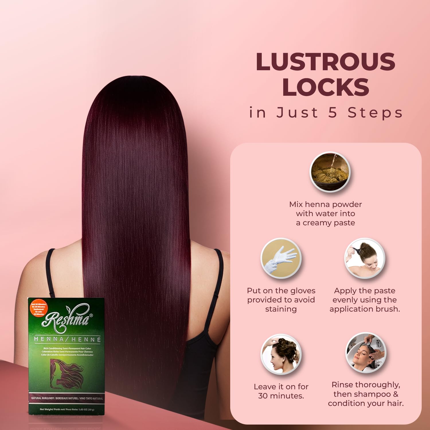 Reshma Beauty 30 Minute Henna Hair Color Infused With Plant Based Lawsonia - Thumbnail 3