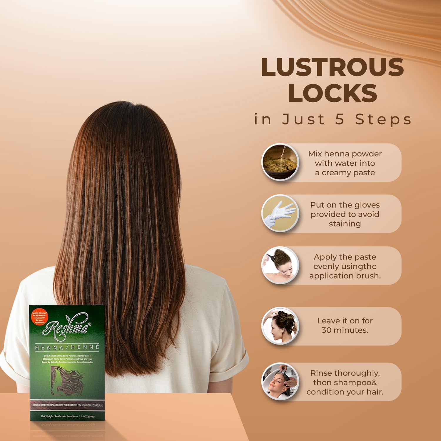 30 Minute Henna Hair Dye Soft Shiny Hair Henna Hair Color Dye 100% Gray - Thumbnail 3