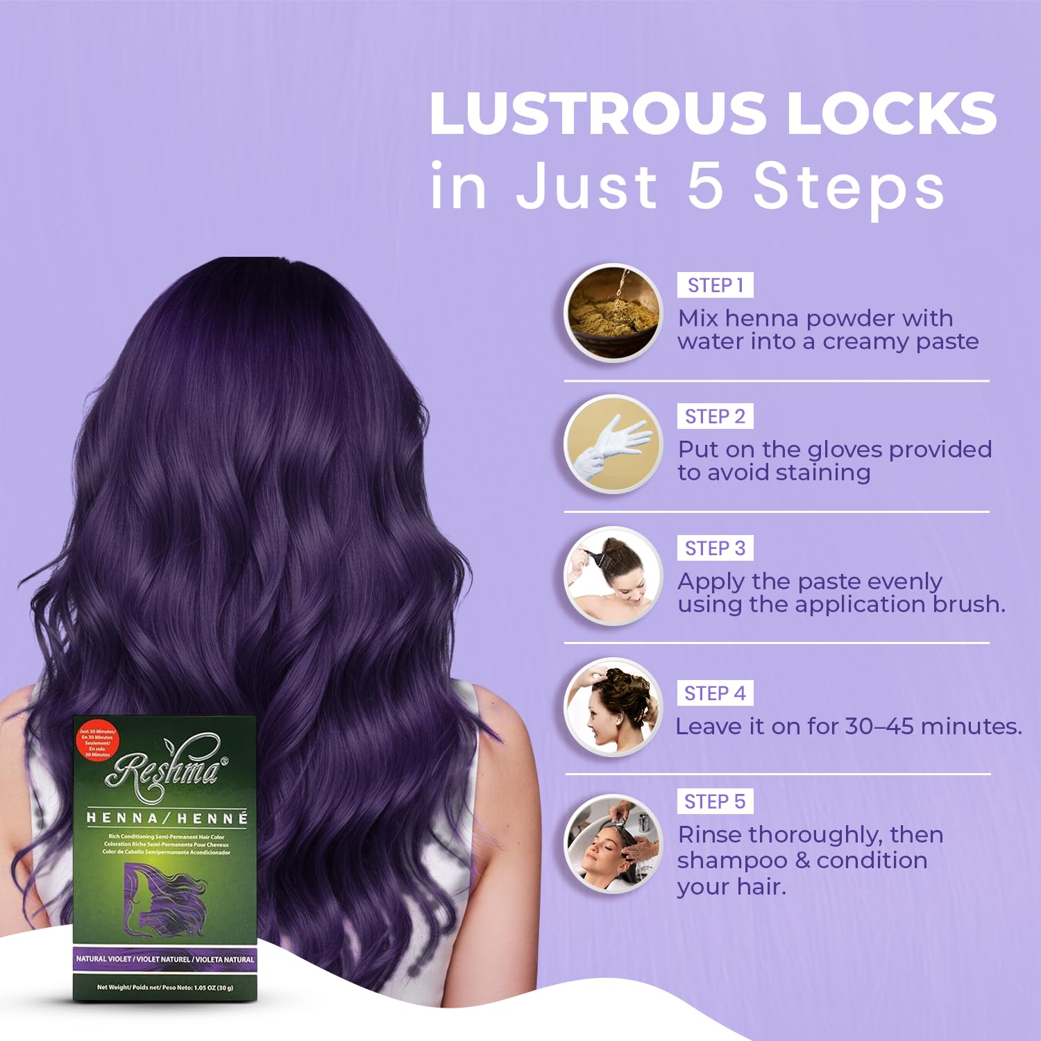 Reshma Beauty 30 Minute Henna Hair Color Infused With Organic Henna Lawsonia - Thumbnail 3