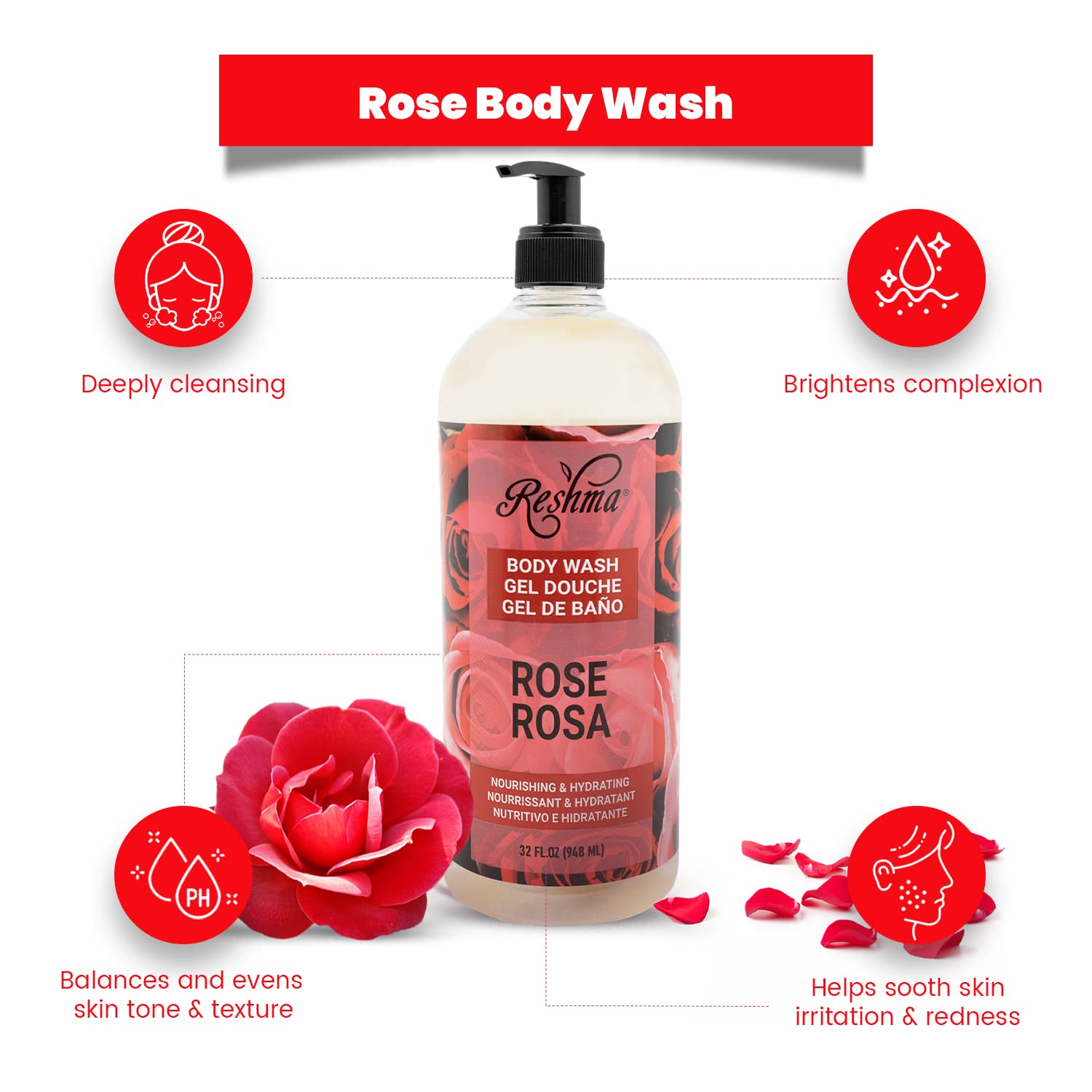 Reshma Rose Body Wash 32 oz - Thumbnail 2
