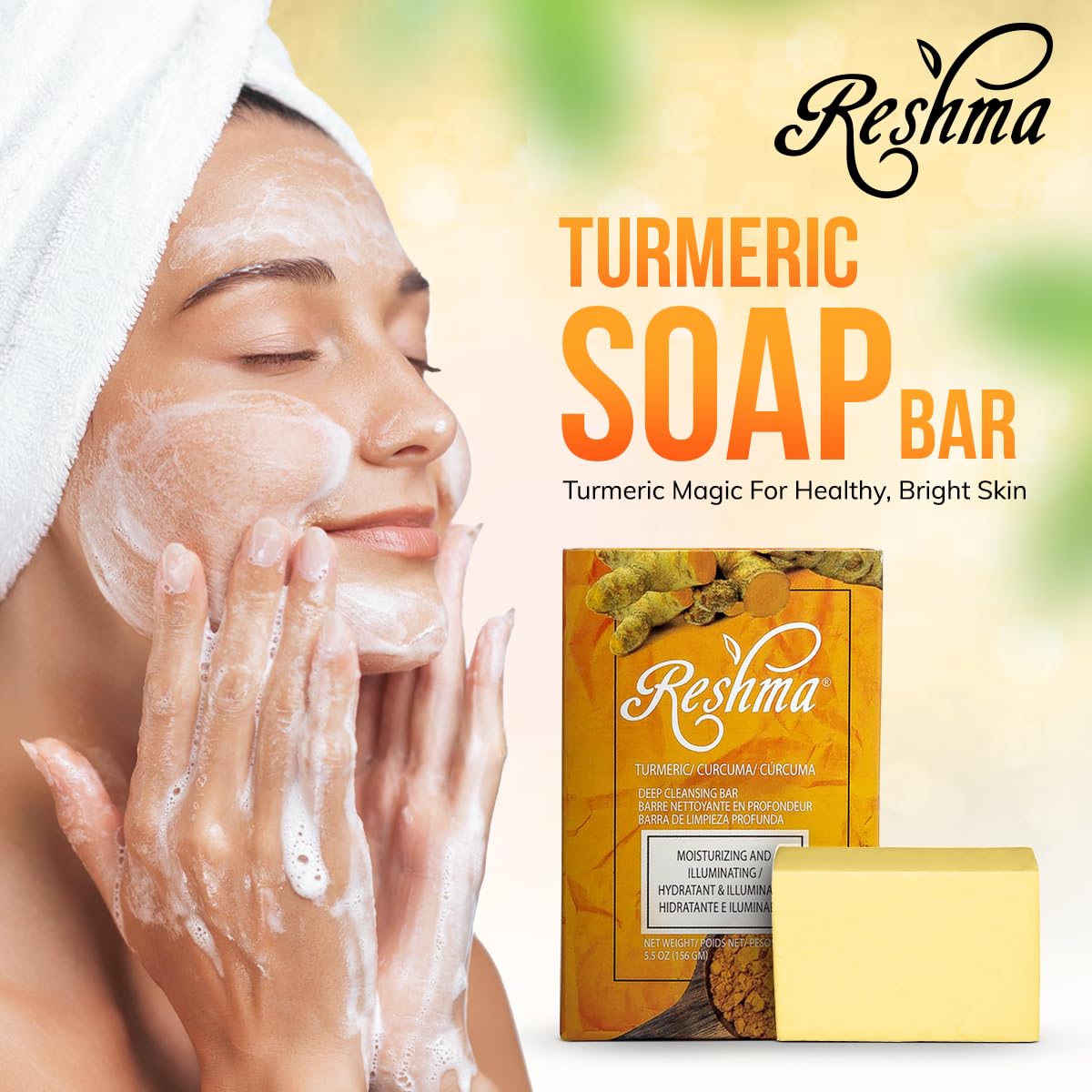 Reshma Beauty Turmeric Soap | Infused With Turmeric Extract Olive Oil Coconut - Thumbnail 3
