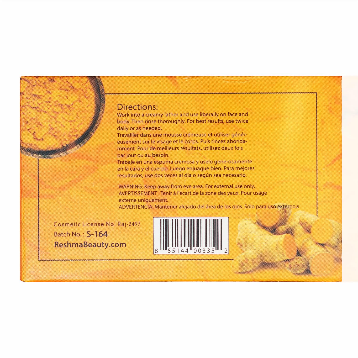 Reshma Beauty Turmeric Soap | Infused With Turmeric Extract Olive Oil Coconut