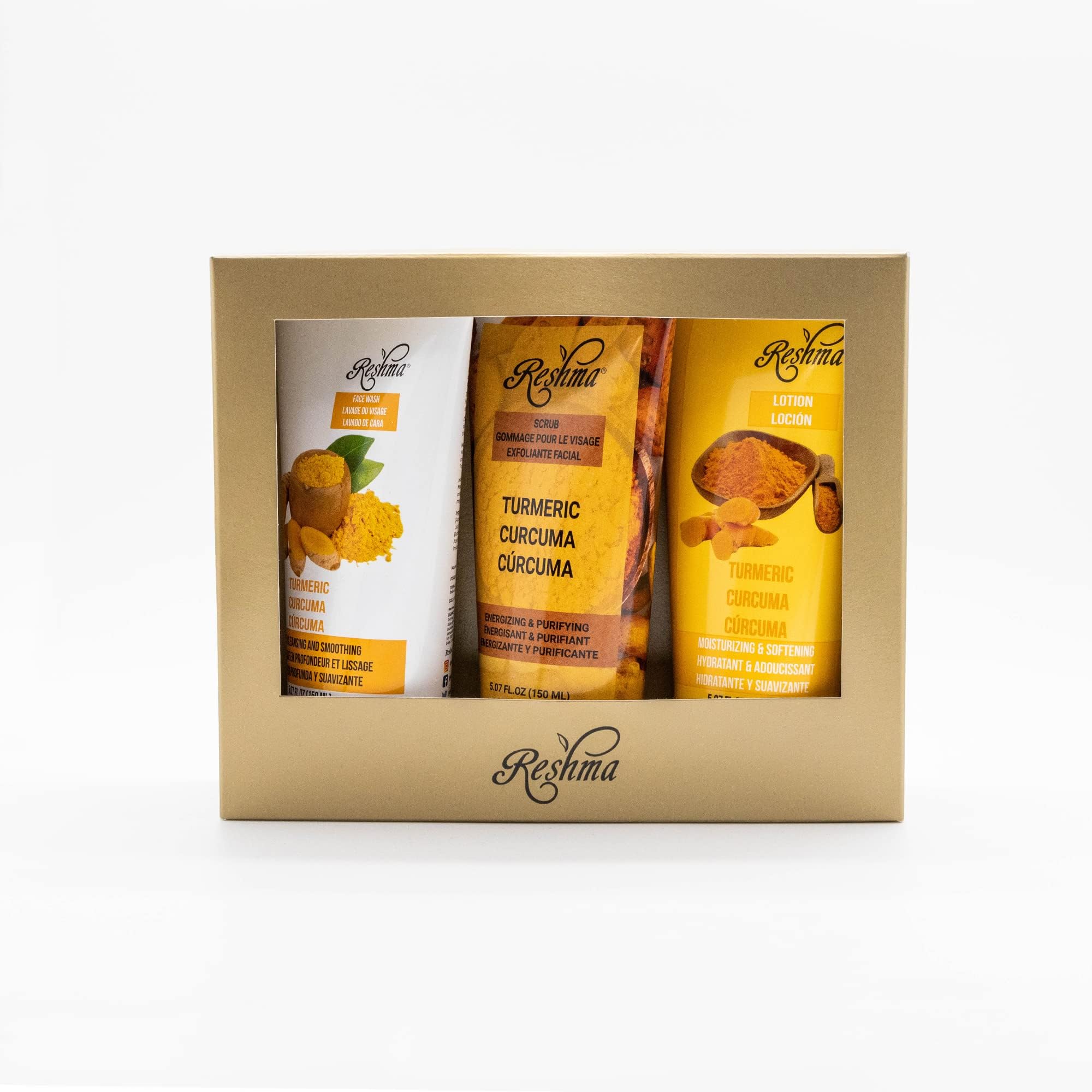 Reshma Beauty Turmeric Gold Skincare Set Turmeric Face Wash Turmeric Scrub and