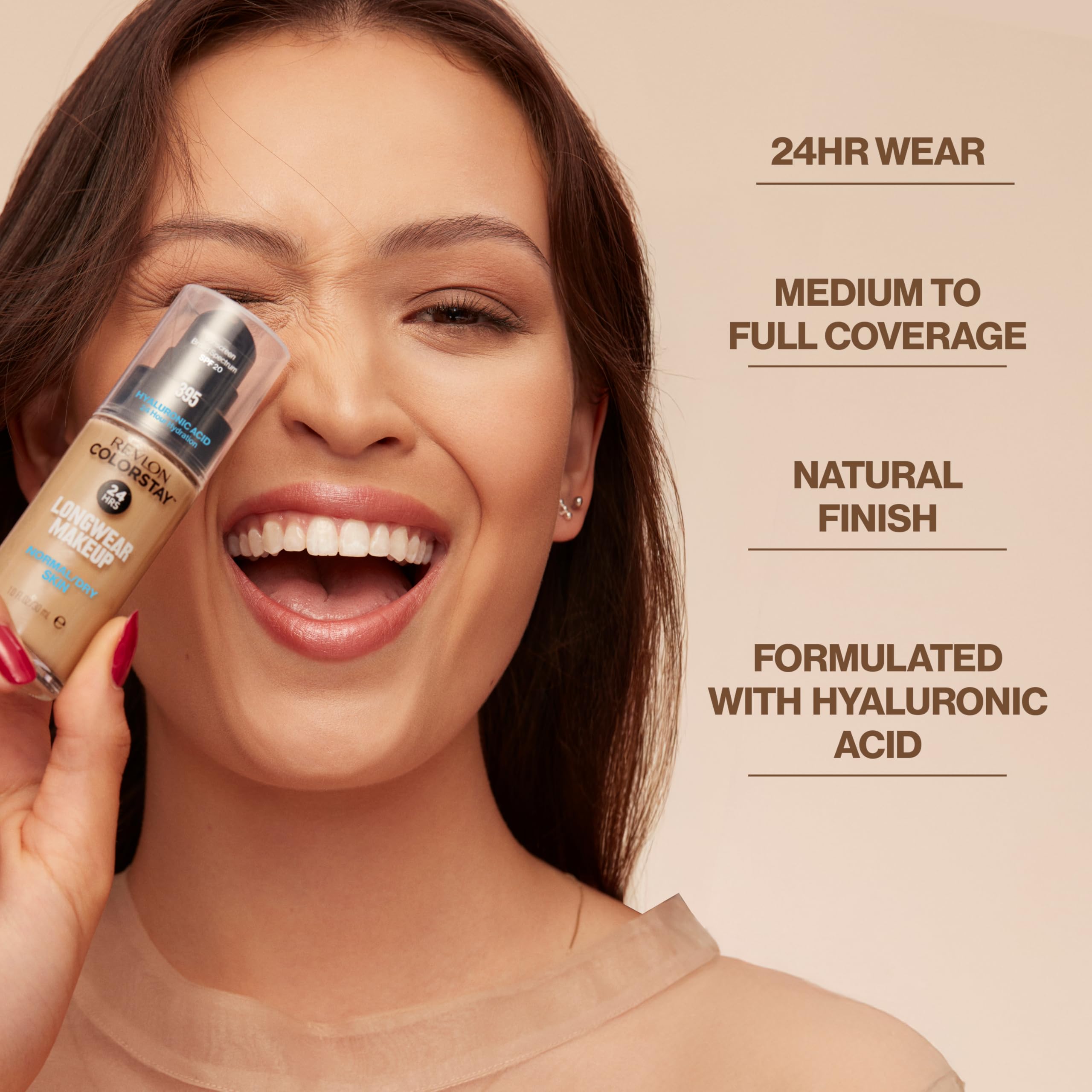 (12-pack) Revlon Liquid Foundation, ColorStay Face Makeup for Normal & Dry Skin, SPF 20, Longwear Medium-Full Coverage with Natural Finish, Oil Free, 455 Honey Beige, 1 Fl Oz - Thumbnail 3