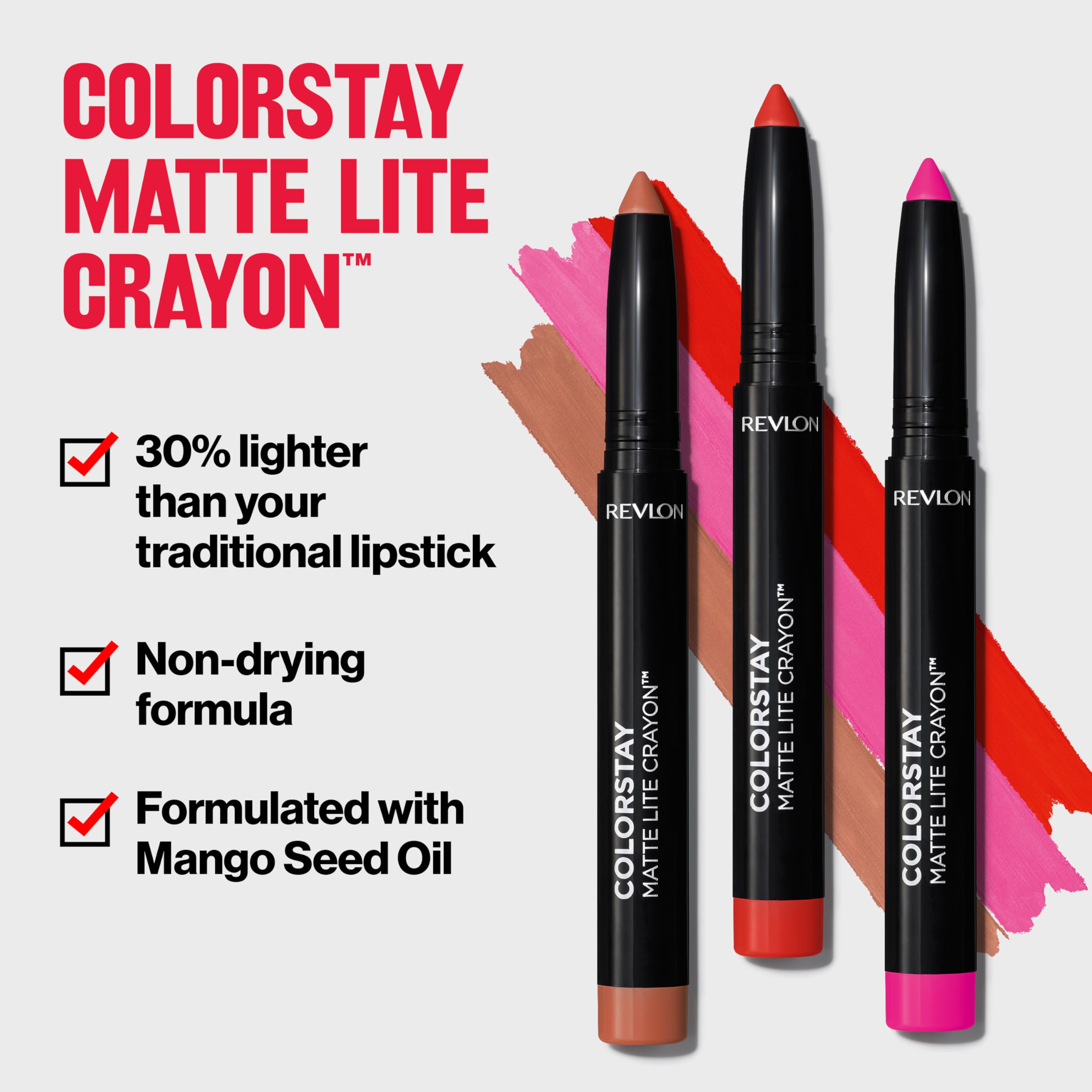 (12-pack) REVLON ColorStay Matte Lite Crayon Lipstick with Built-in Sharpener, Smudge-proof, Water-Resistant Non-Drying Lipcolor, 003 Soufflé All Day, 0.049 oz - Thumbnail 3