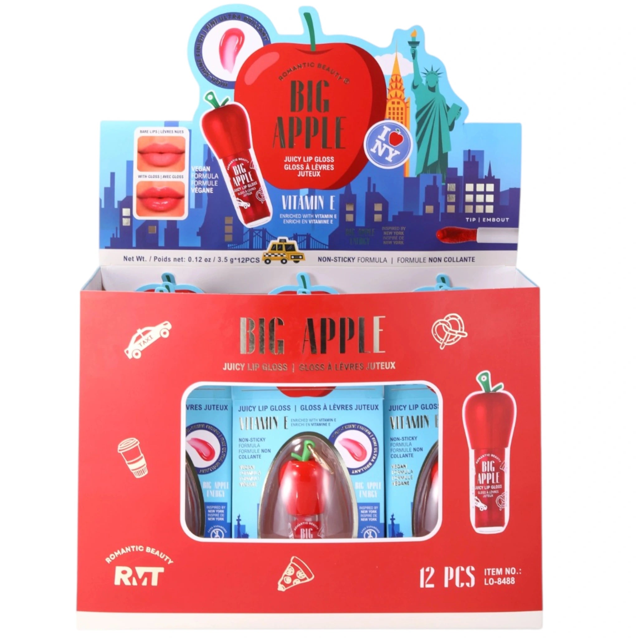 (12-pack) Romantic Beauty Big Apple Juicy Lip Gloss - Image 1