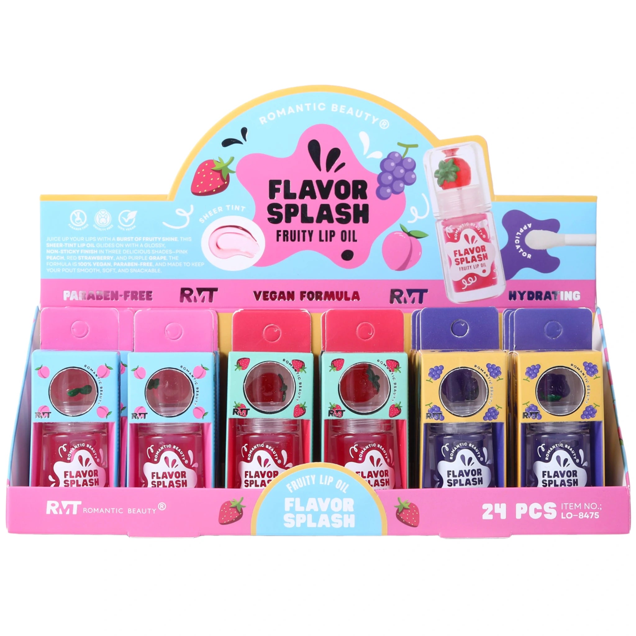 (24-pack) Romantic Beauty Flavor Splash Fruity Lip Oil