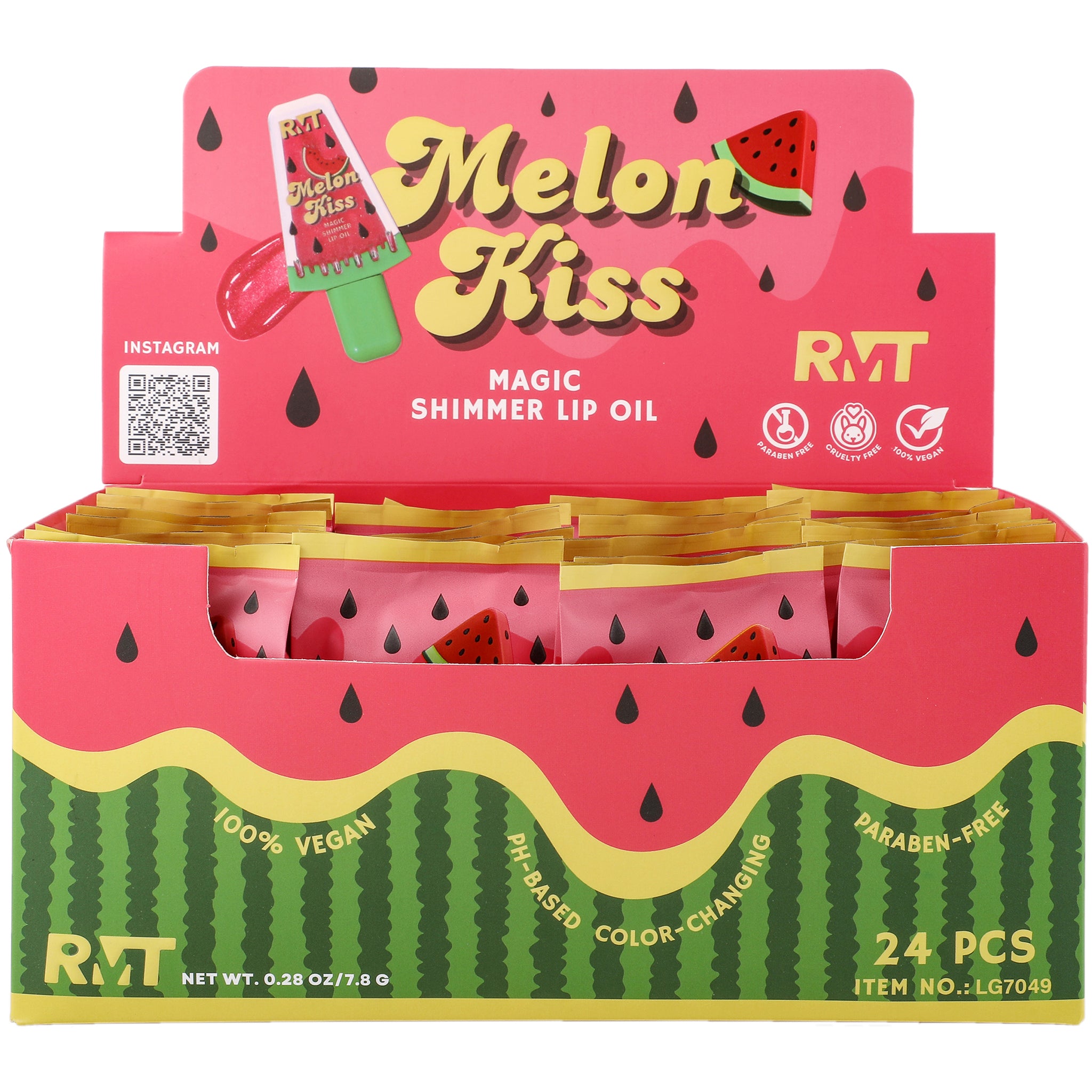 (24-pack) Romantic Beauty Melon Kiss Magic Shimmer Lip Oil