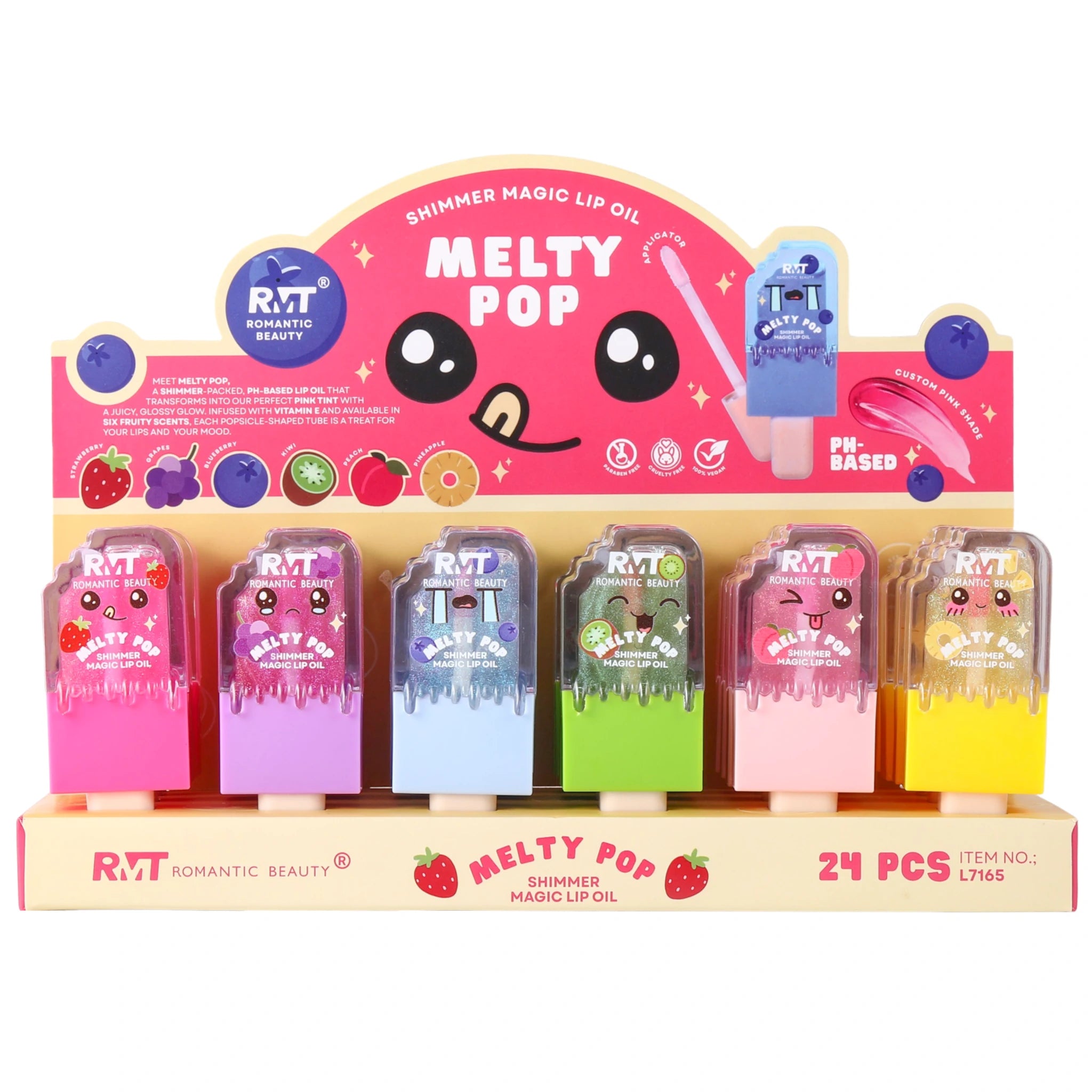 (24-pack) Romantic Beauty Melty Pop Shimmer Magic Lip Oil