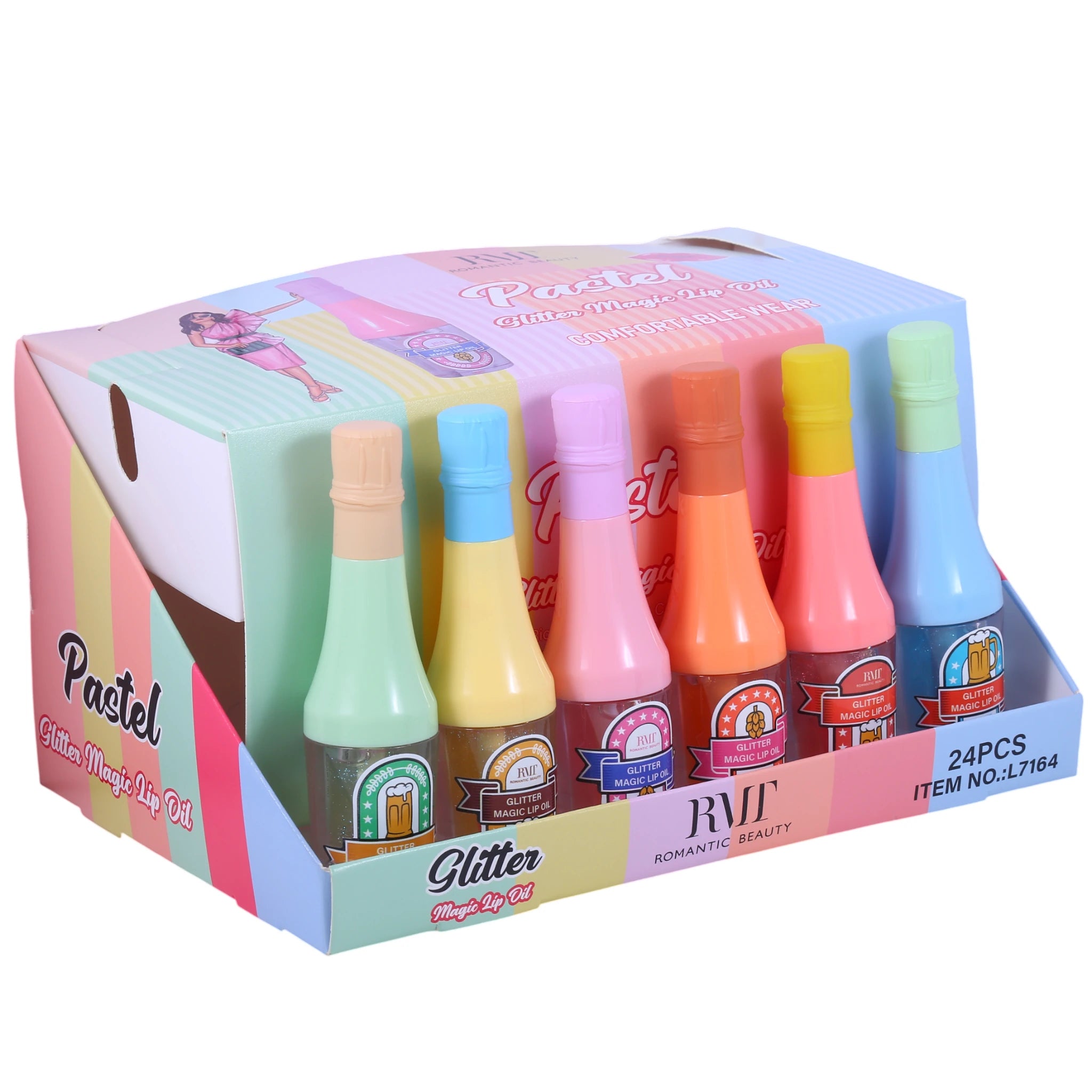 (24-pack) Romantic Beauty Pastel Glitter Magic Lip Oil - Thumbnail 2